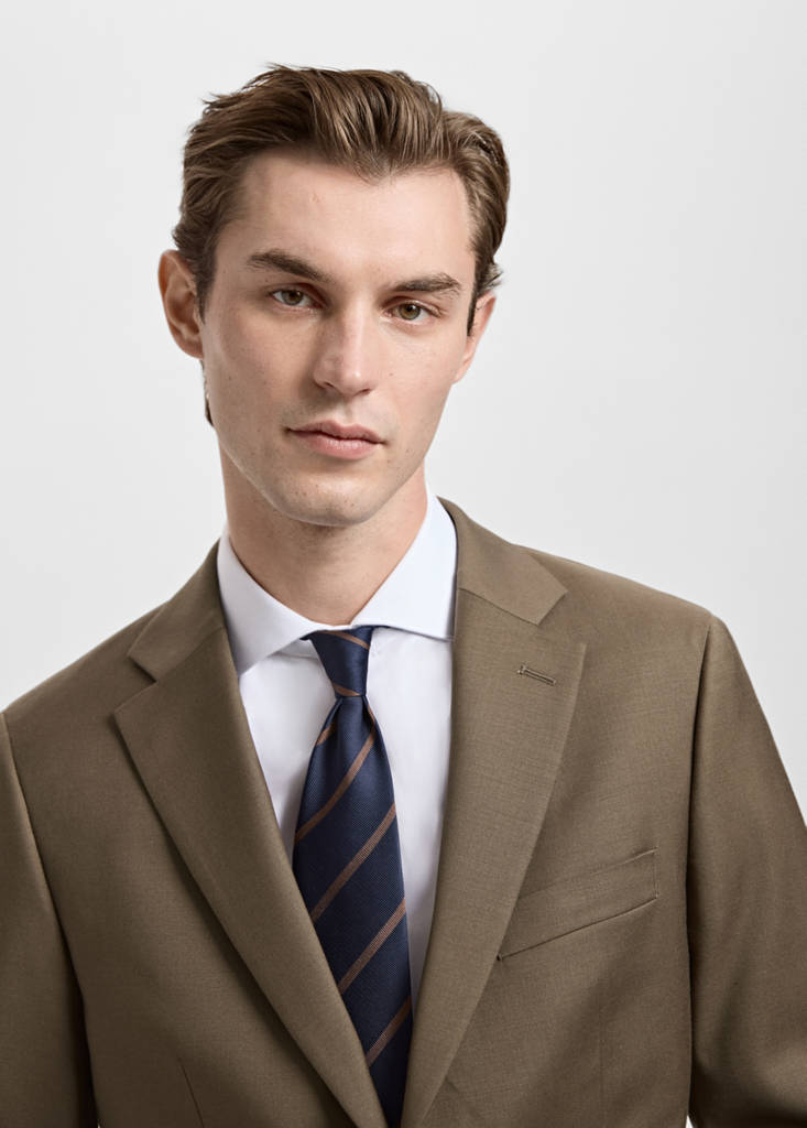 Turin 100% virgin wool suit jacket — Brown