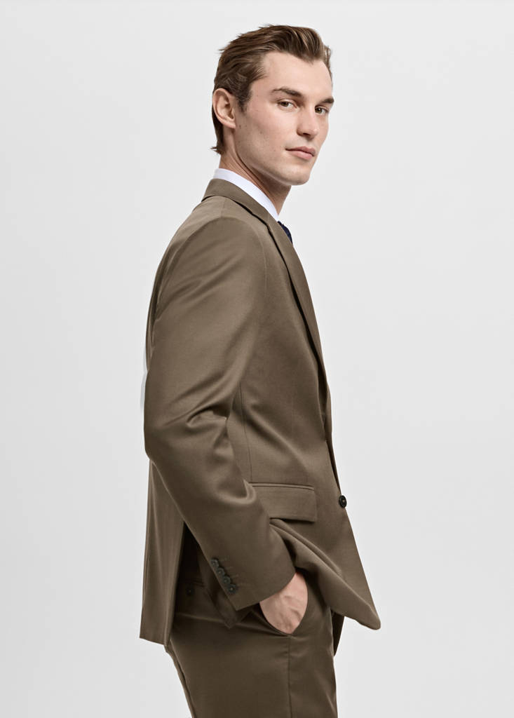 Turin 100% virgin wool suit jacket — Brown