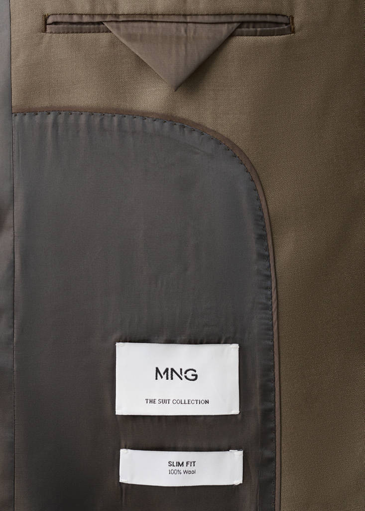Turin 100% virgin wool suit jacket — Brown