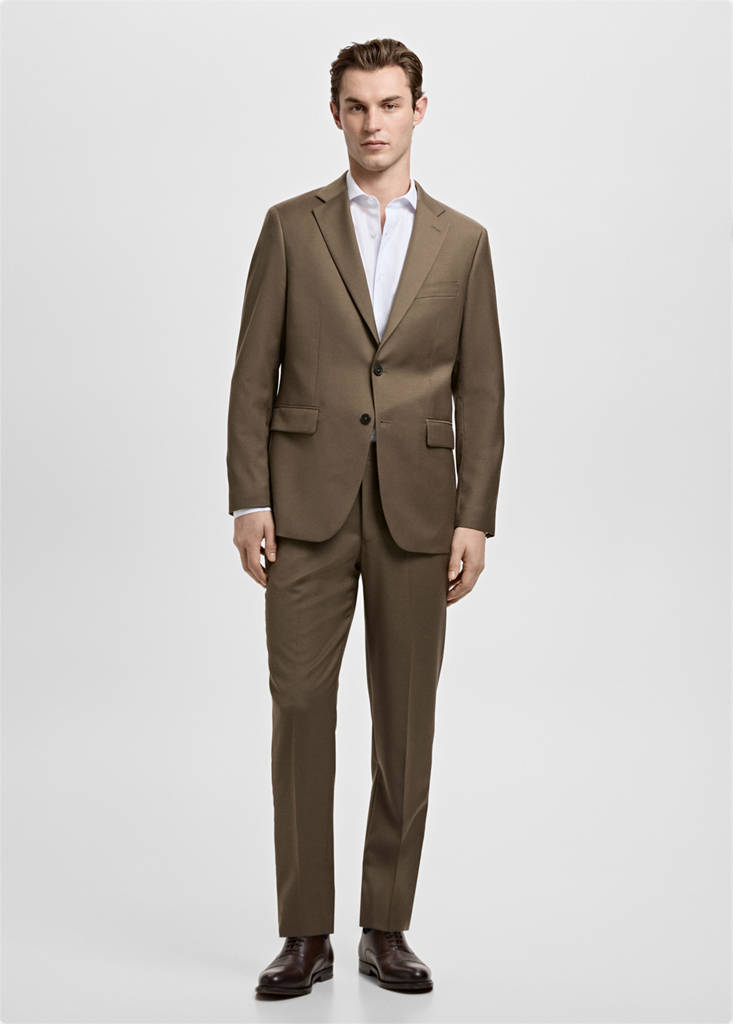 Turin 100% virgin wool suit jacket — Brown