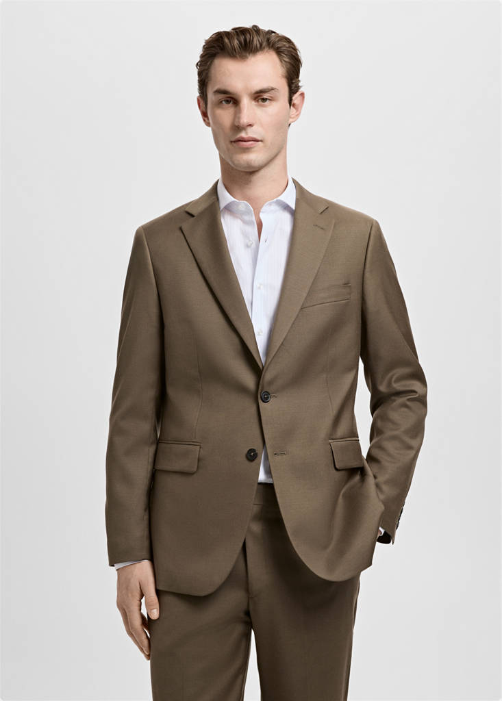 Turin 100% virgin wool suit jacket — Brown