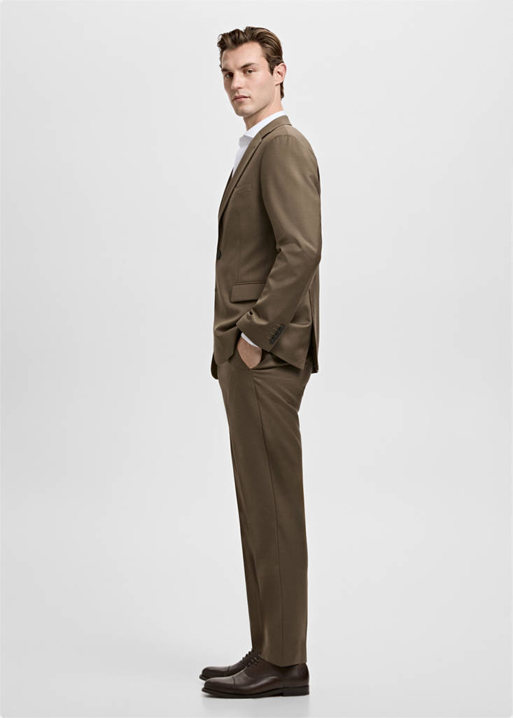 Turin 100% virgin wool suit jacket — Brown