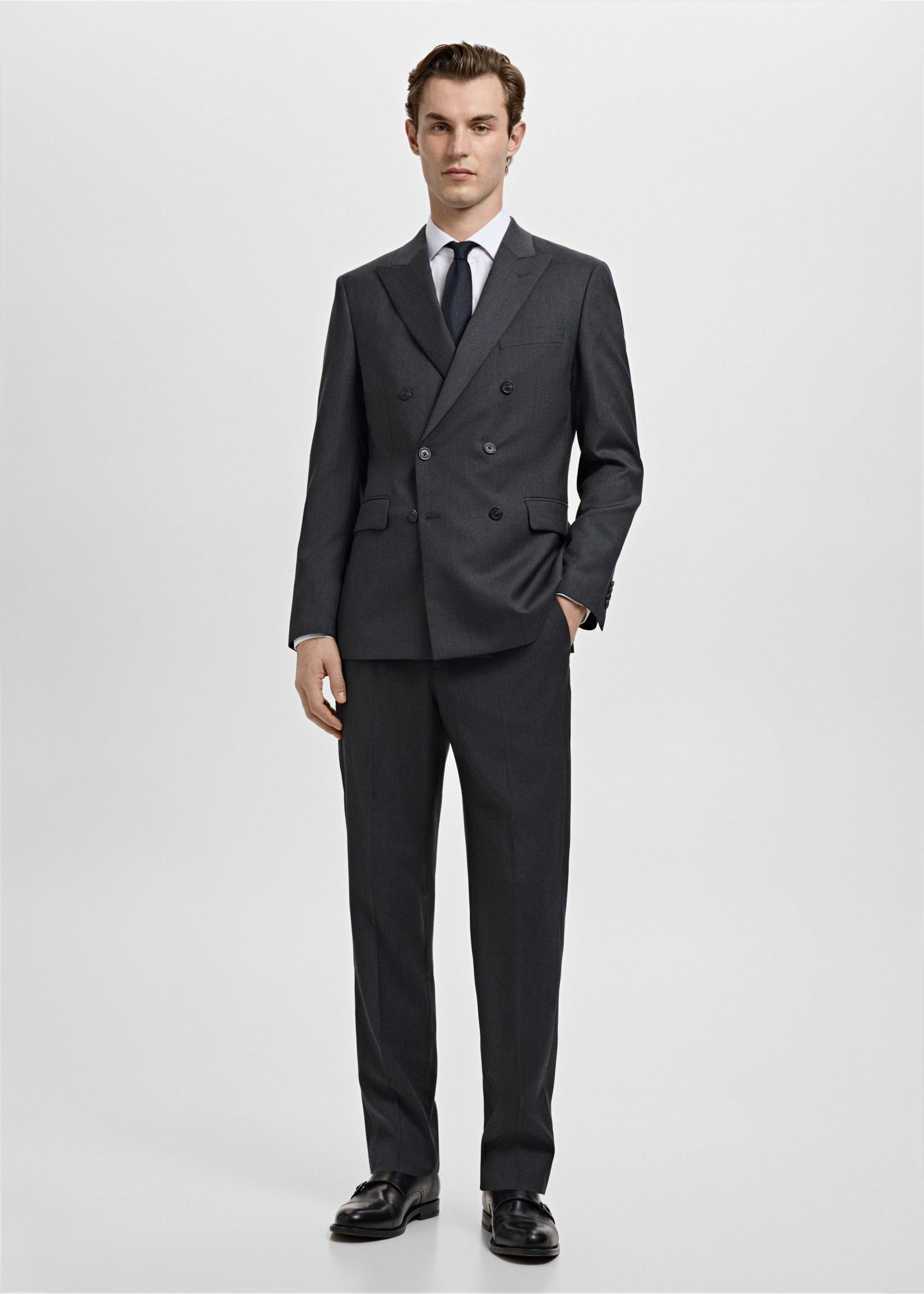 Turin 100% wool suit trousers - General plane, Grey. Ref: 27071272-00.