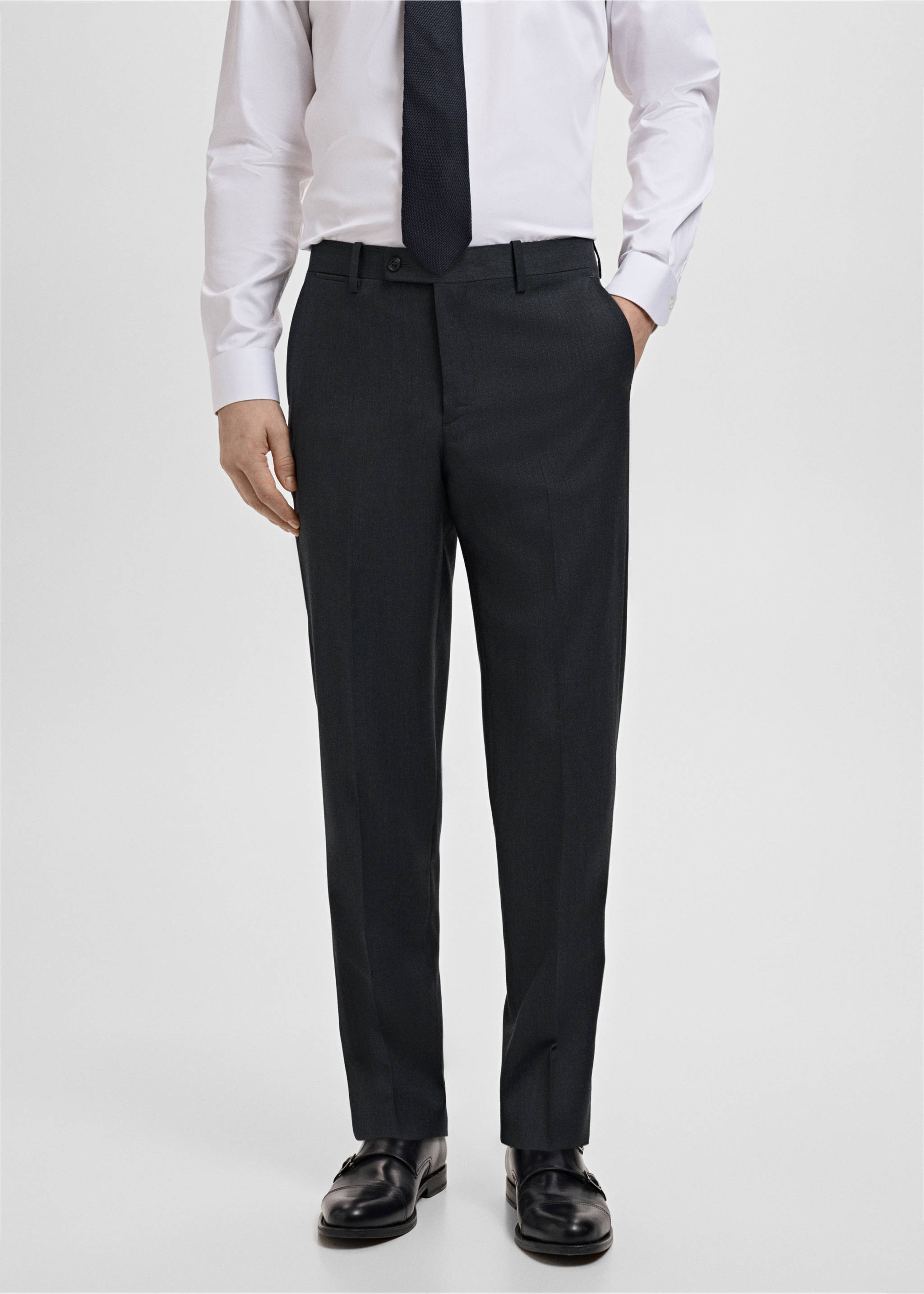 Turin 100% wool suit trousers - Medium plane, Grey. Ref: 27071272-00.