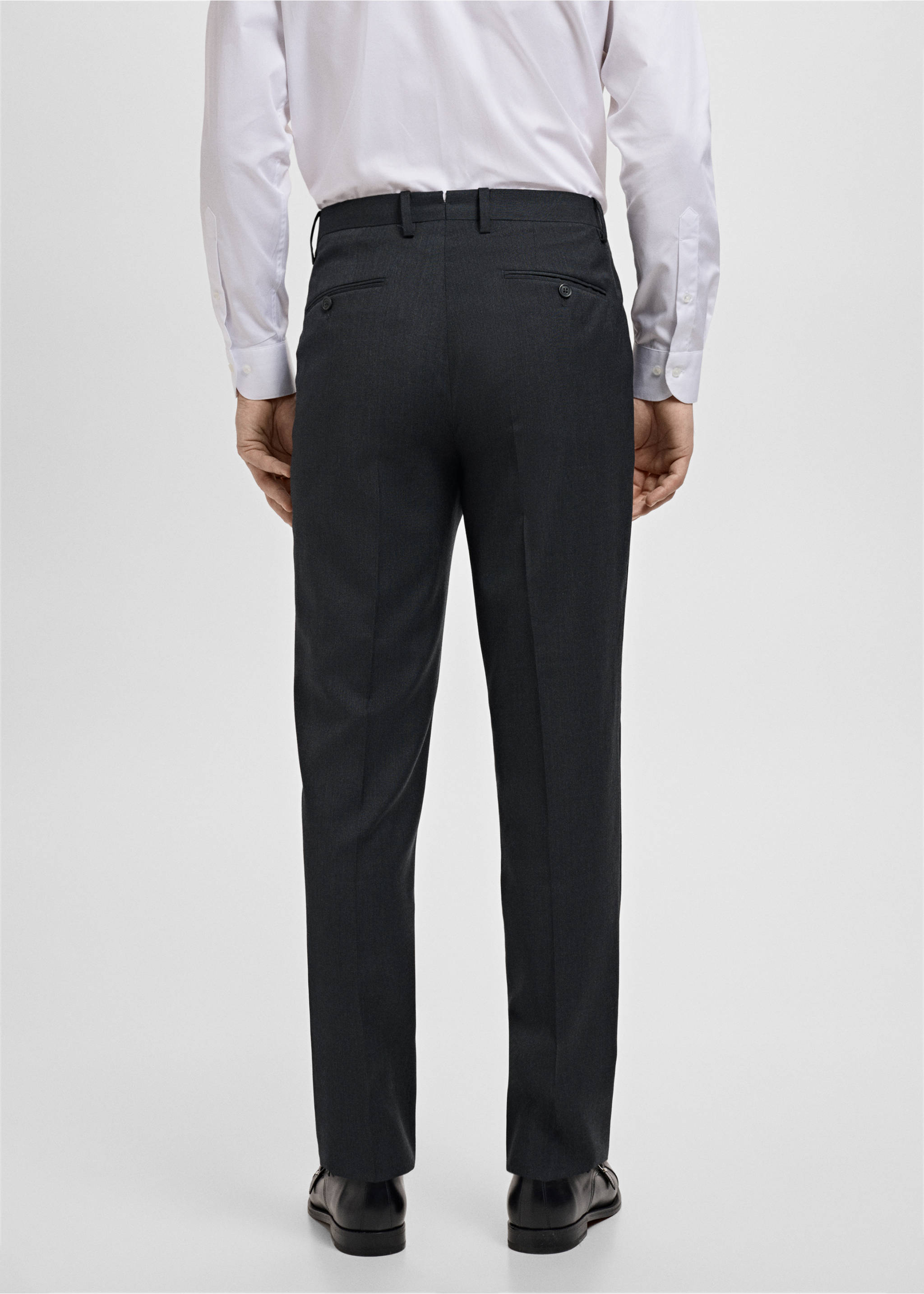 Turin 100% wool suit trousers - Reverse of the article, Grey. Ref: 27071272-00.