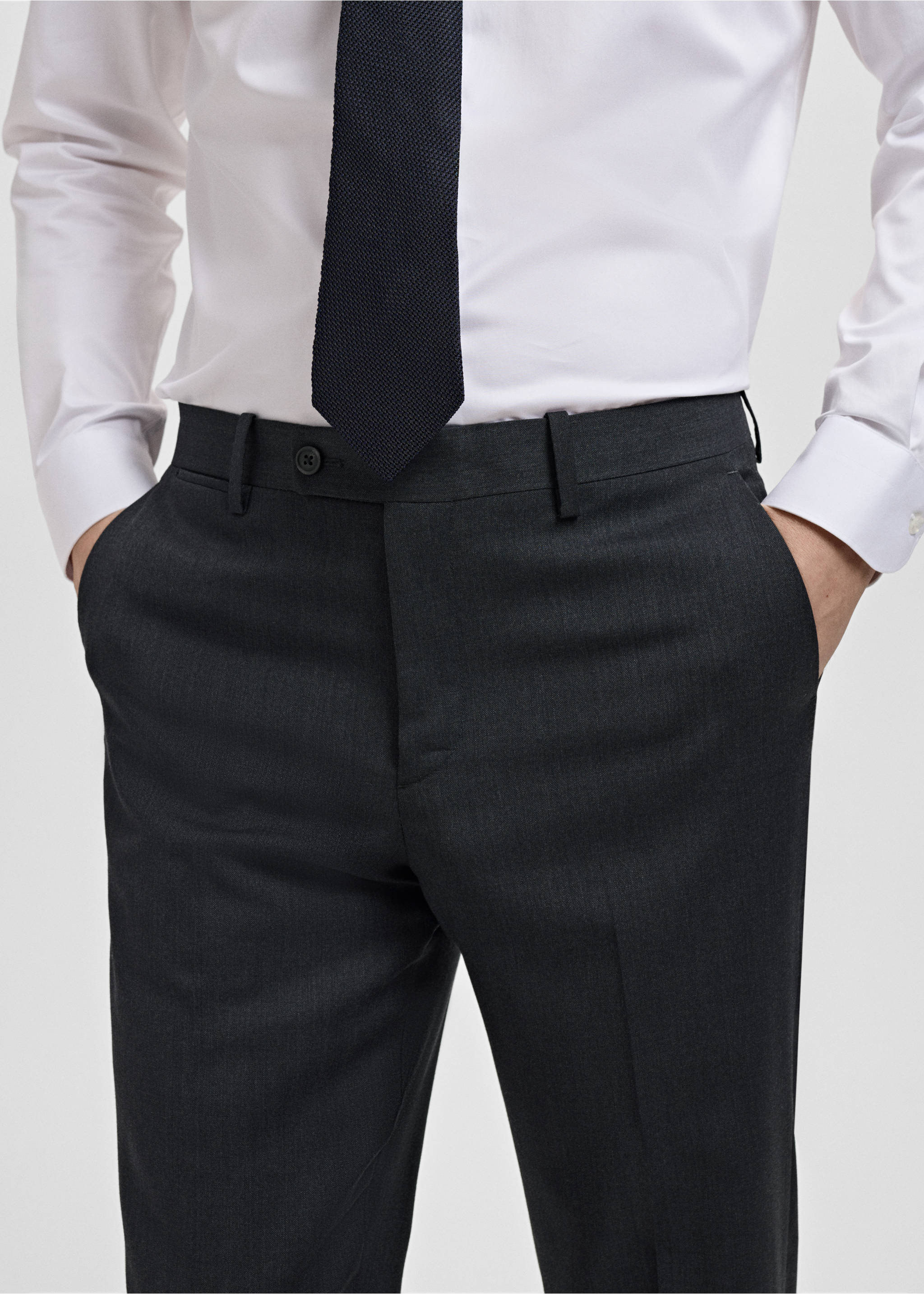 Turin 100% wool suit trousers - Details of the article 1, Grey. Ref: 27071272-00.