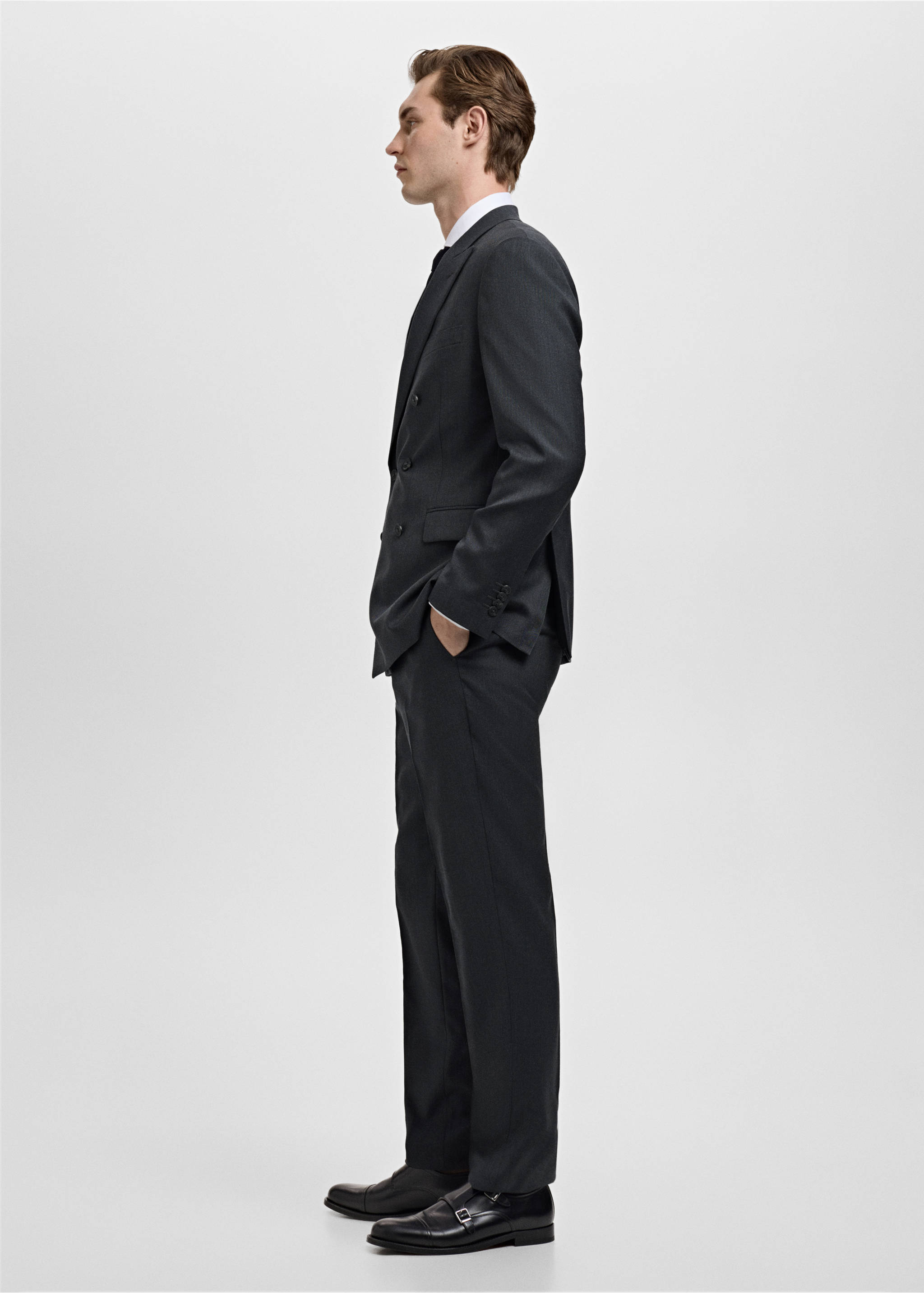 Turin 100% wool suit trousers - Details of the article 2, Grey. Ref: 27071272-00.