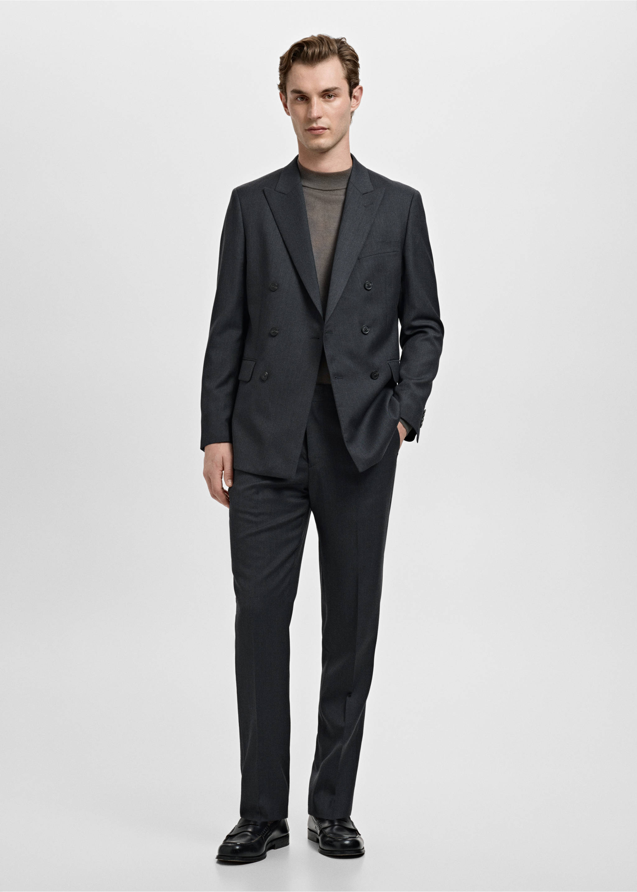 Turin 100% wool suit trousers - General plane, Grey. Ref: 27071272-01.