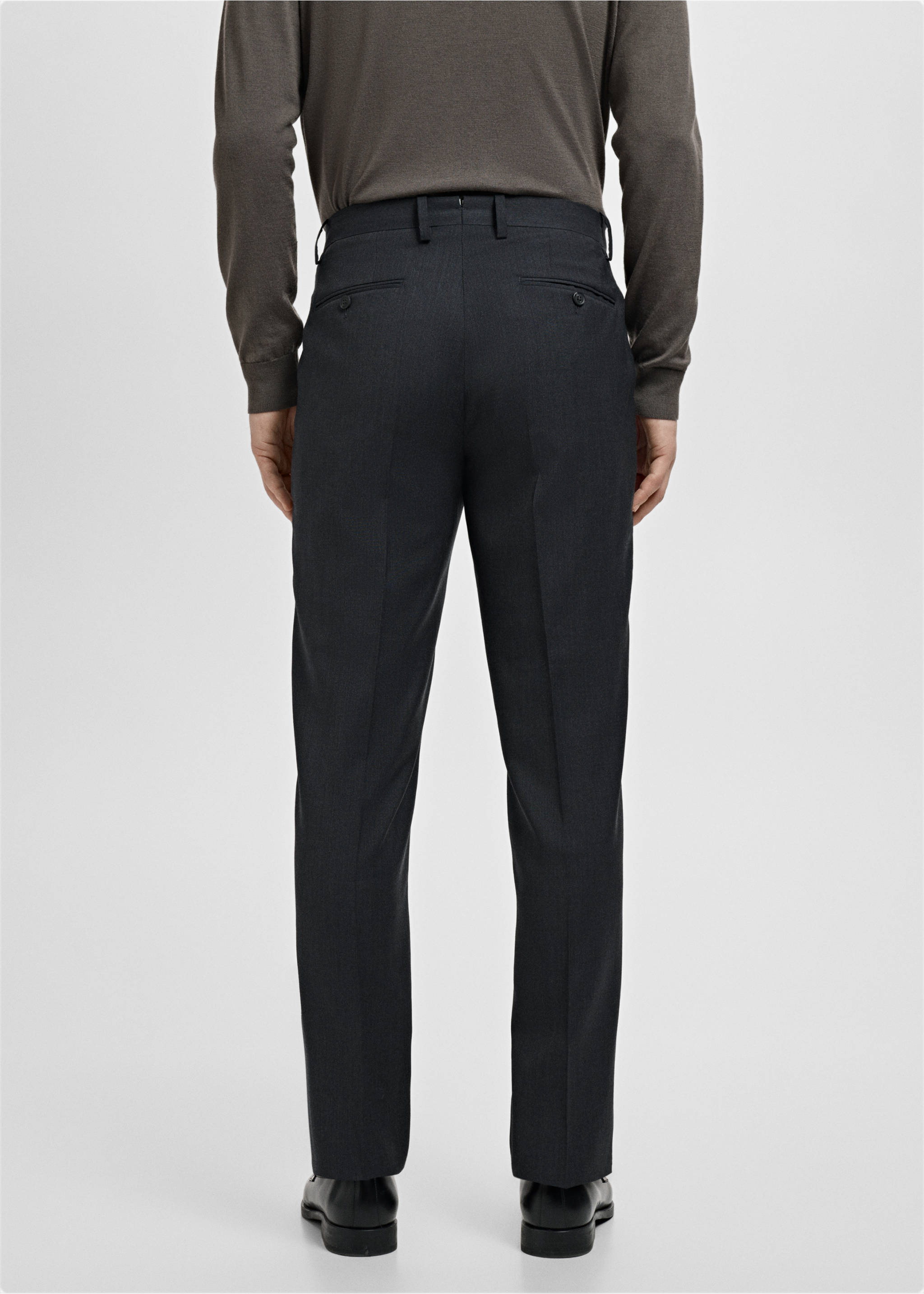 Turin 100% wool suit trousers - Reverse of the article, Grey. Ref: 27071272-01.