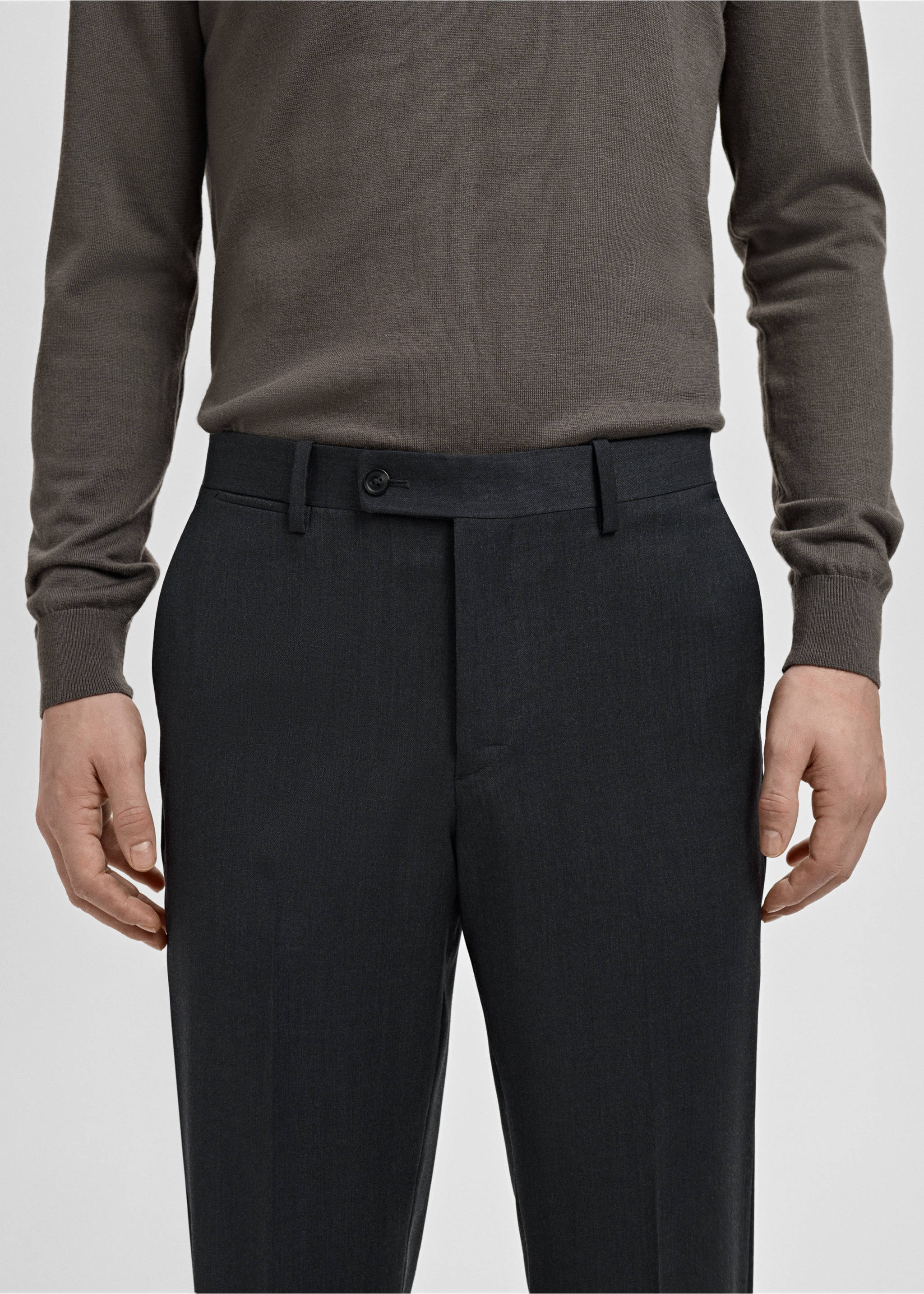 Turin 100% wool suit trousers - Details of the article 1, Grey. Ref: 27071272-01.