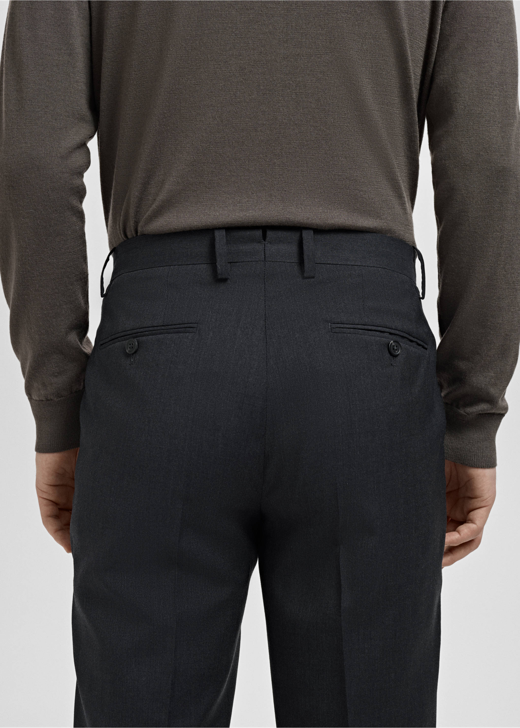 Turin 100% wool suit trousers - Details of the article 4, Grey. Ref: 27071272-01.