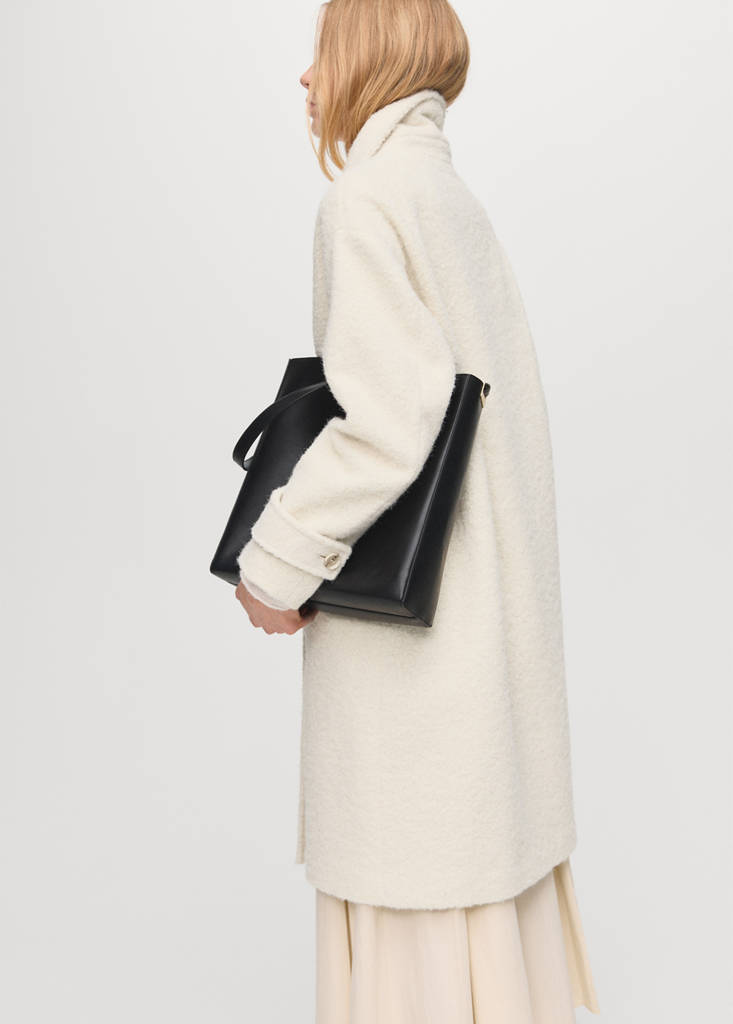 Lapels bouclé coat — Ecru