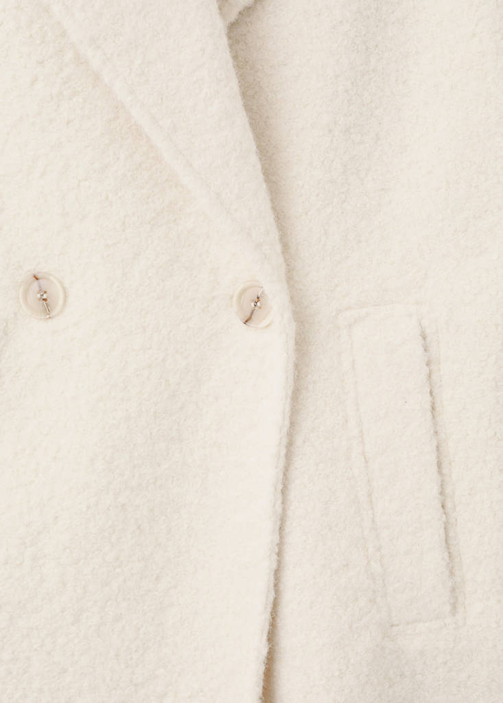 Lapels bouclé coat — Ecru