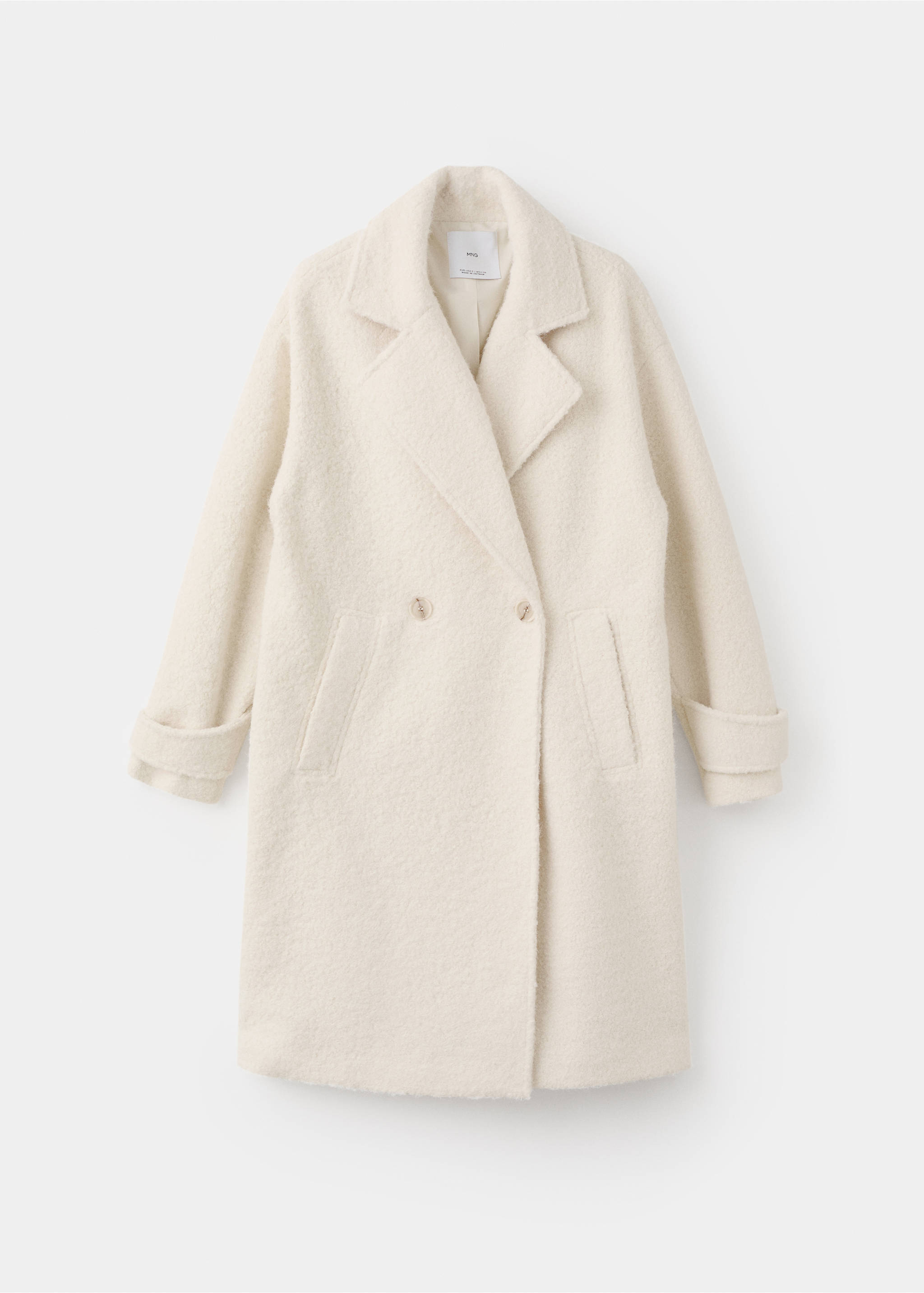 Lapels bouclé coat - Article without model, Ecru. Ref: 27071273-00.