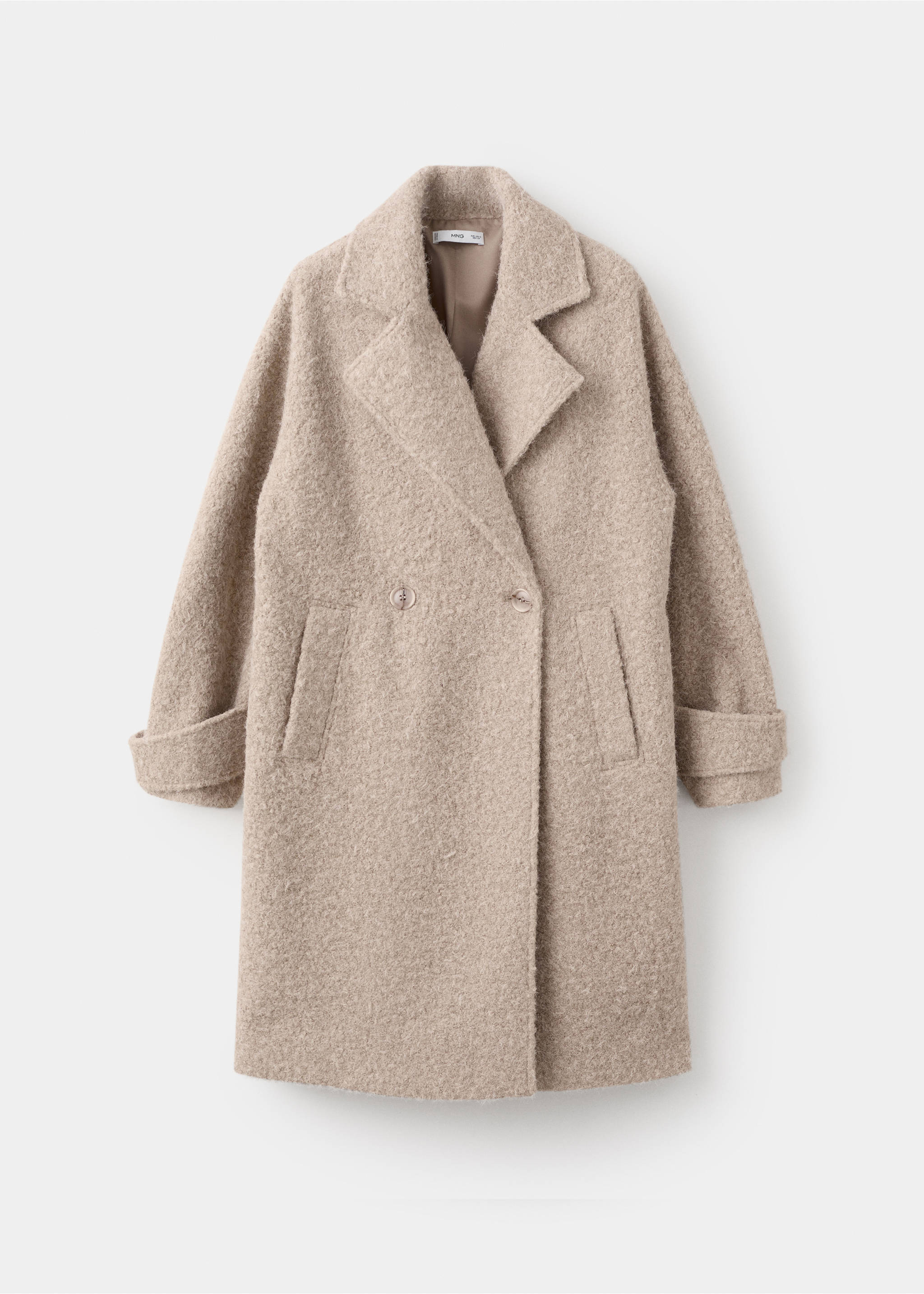 Lapels bouclé coat - Article without model, Beige. Ref: 27071273-00.