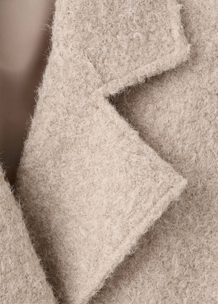Lapels bouclé coat — Beige