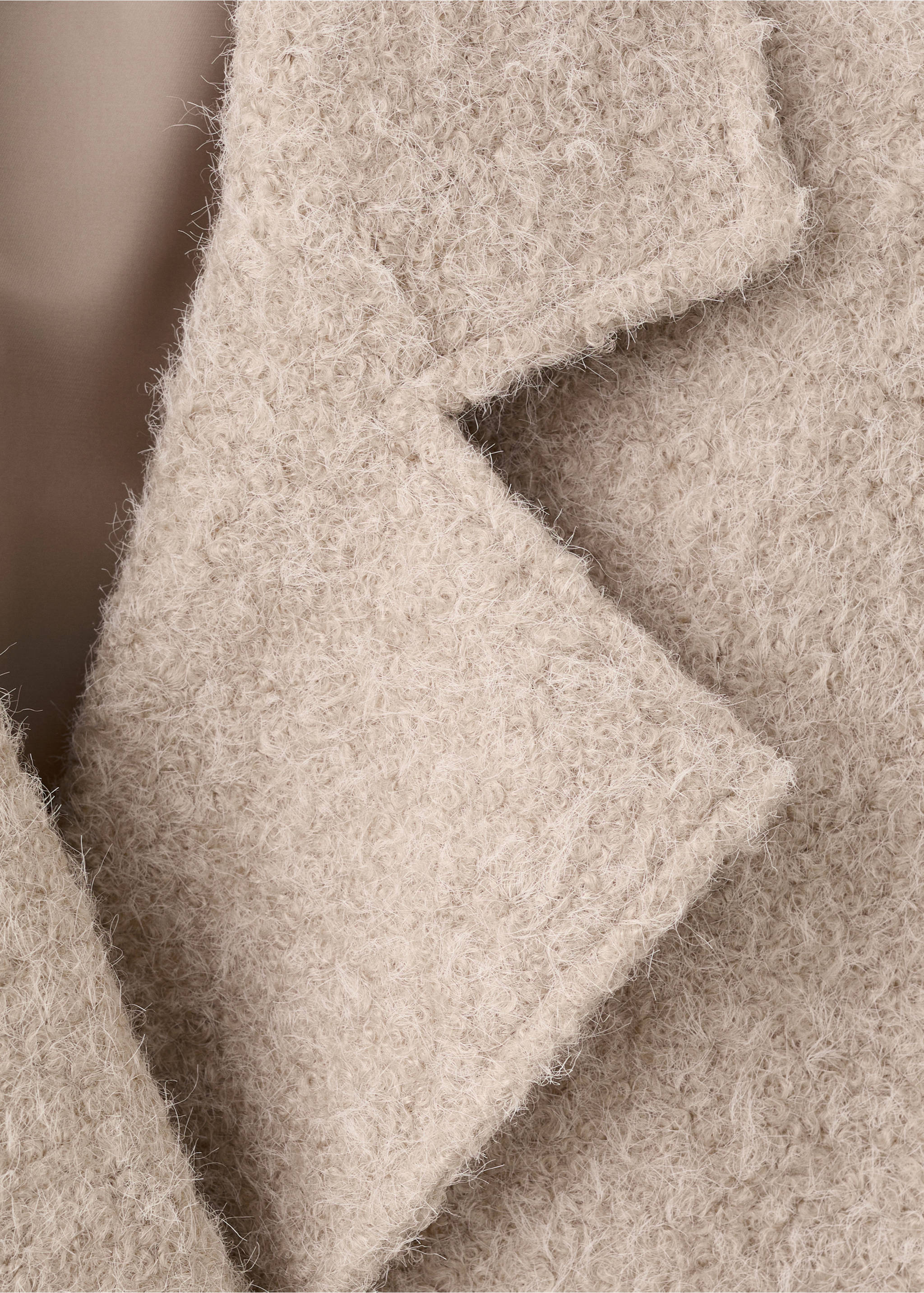 Lapels bouclé coat - Details of the article 8, Beige. Ref: 27071273-00.