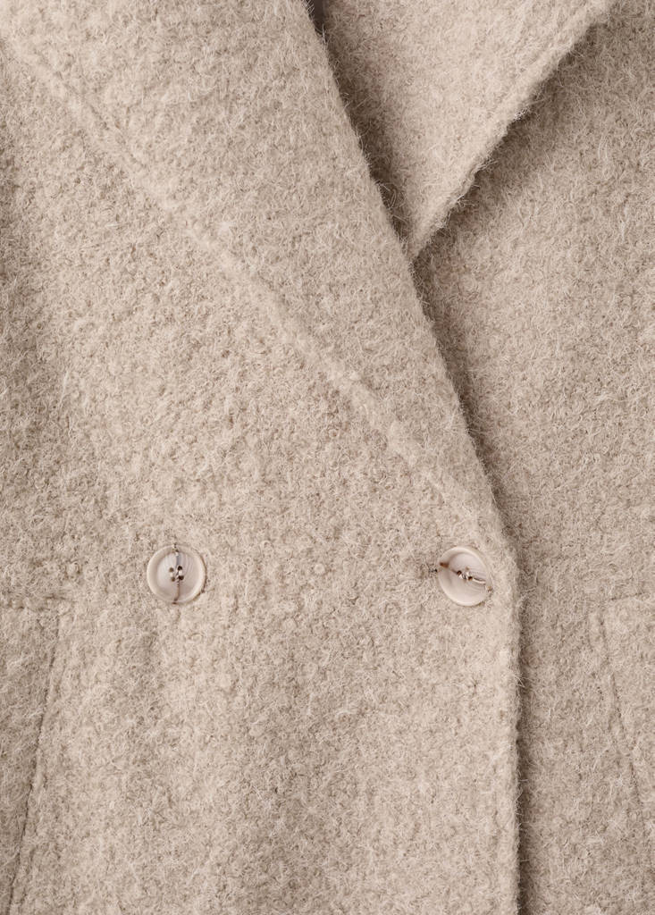 Lapels bouclé coat — Beige
