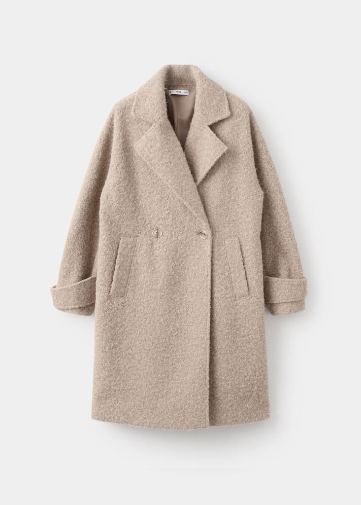 Lapels bouclé coat — Beige
