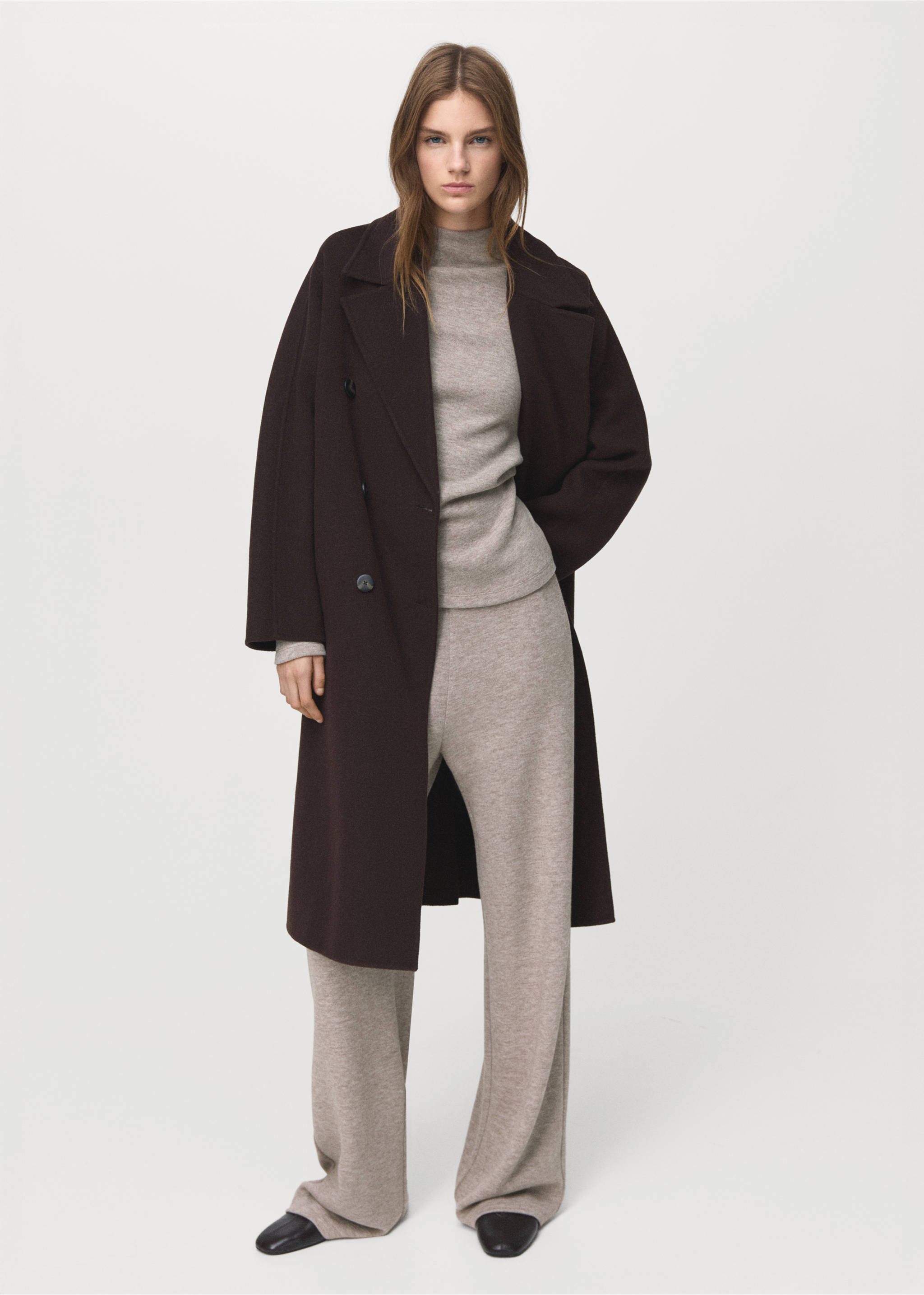 Sweat en maille fine avec col cheminée - Plan général, Marron moyen. Ref: 27071274-00.