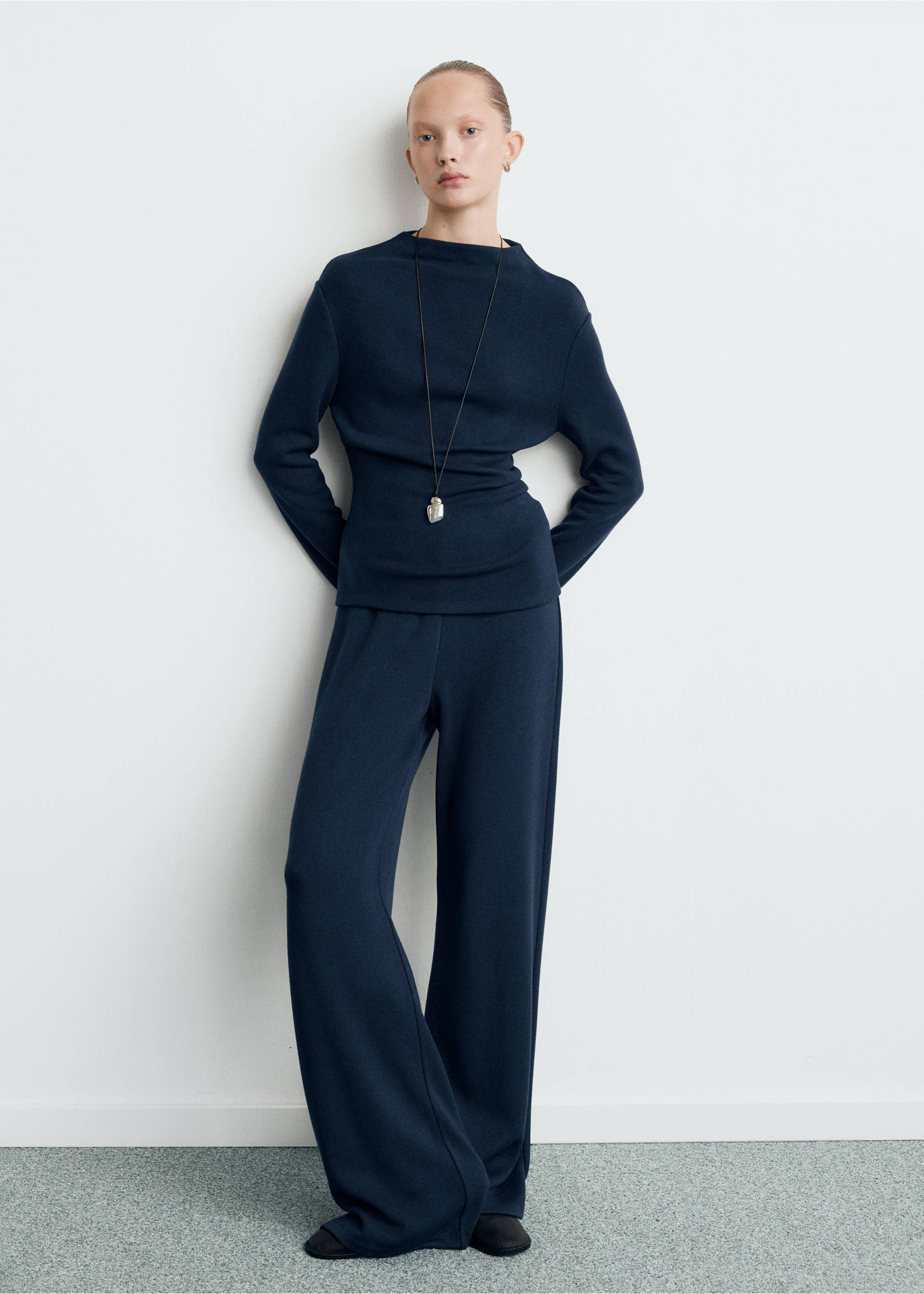 Fine-knit perkins-neck sweatshirt - General plane, Navy. Ref: 27071274-00.