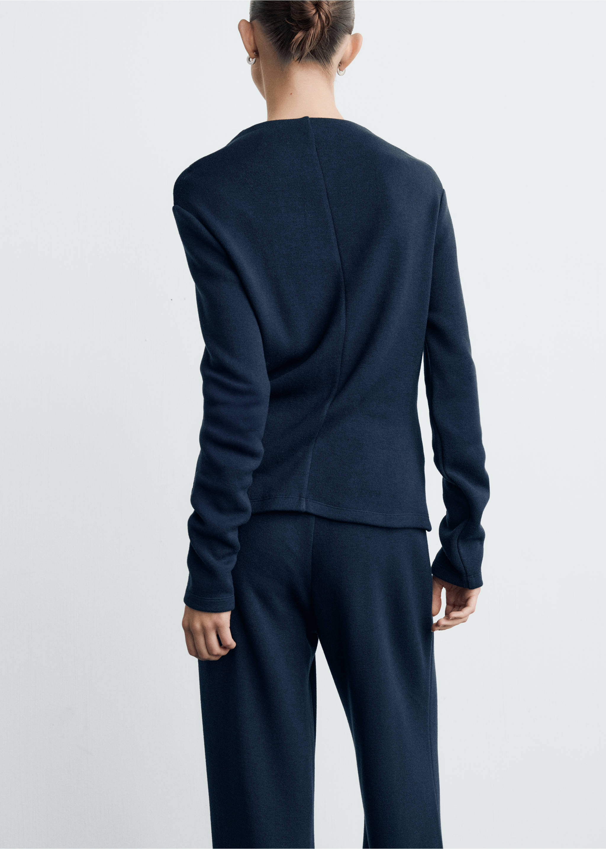 Fine-knit perkins-neck sweatshirt - Reverse of the article, Navy. Ref: 27071274-00.