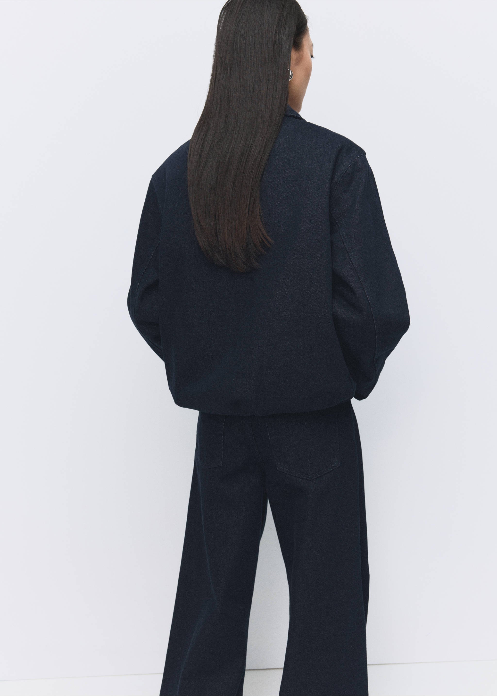 Chaqueta denim cuello pelo - Reverso del artículo, Azul. Ref: 27071278-00.