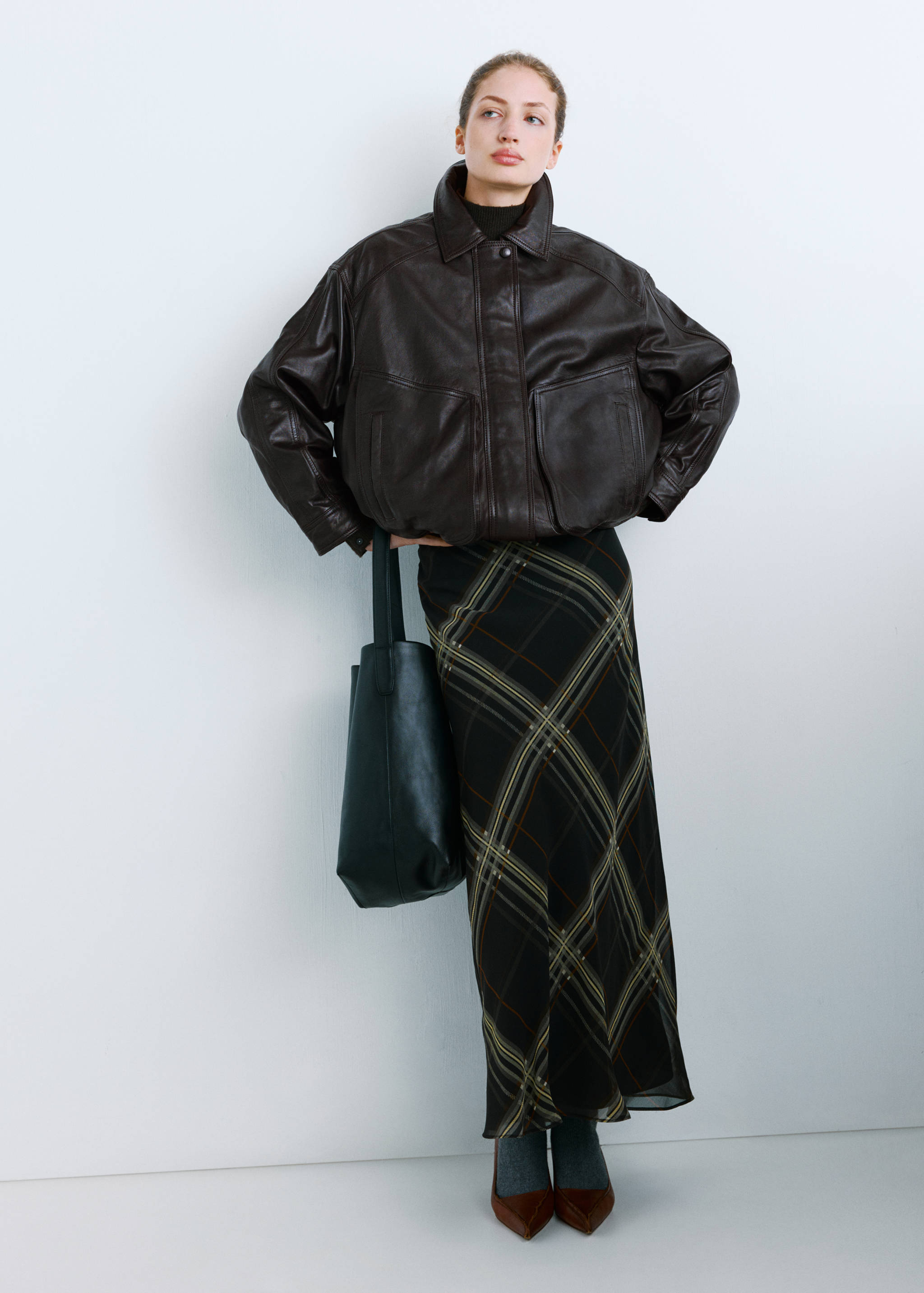 Oversized leather jacket - General plane