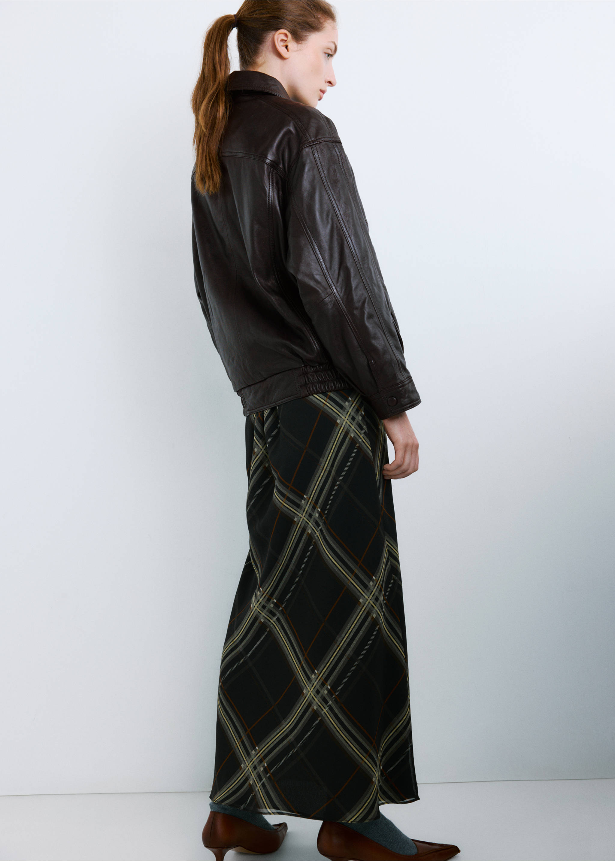 超大版型皮夹克 - null, 褐色. Ref: 27071285-00.