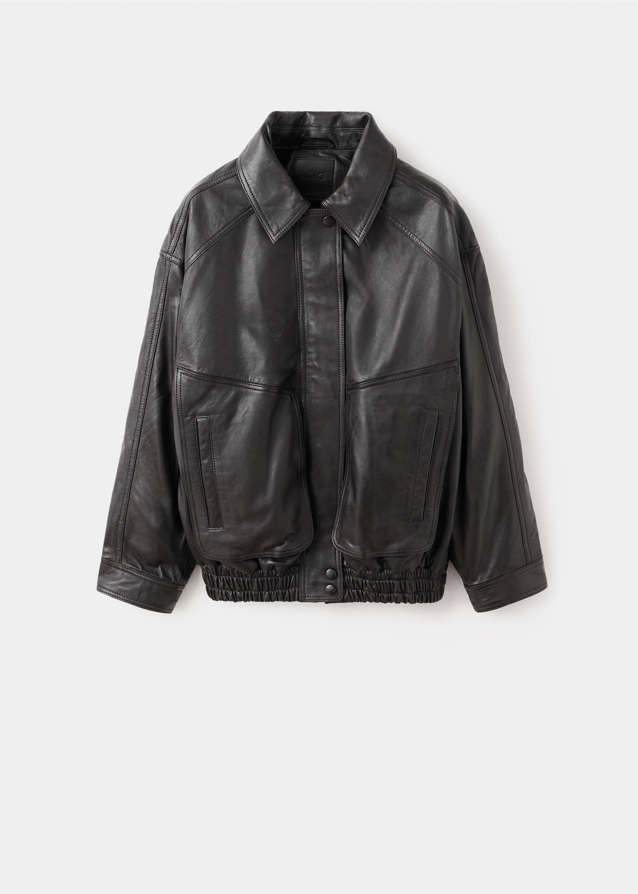 超大版型皮夹克 - null, 褐色. Ref: 27071285-00.