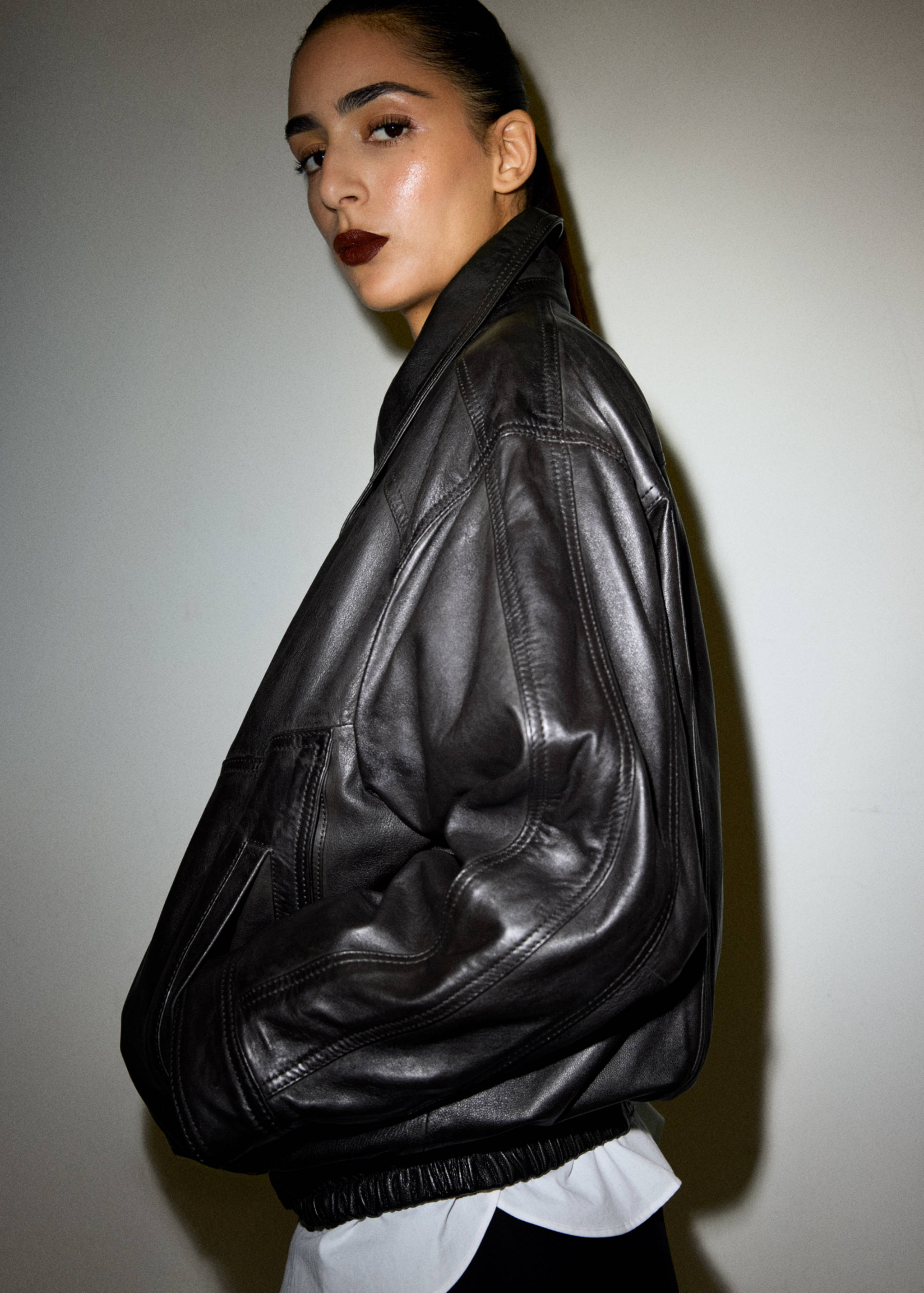 Oversized leather jacket - Medium plane