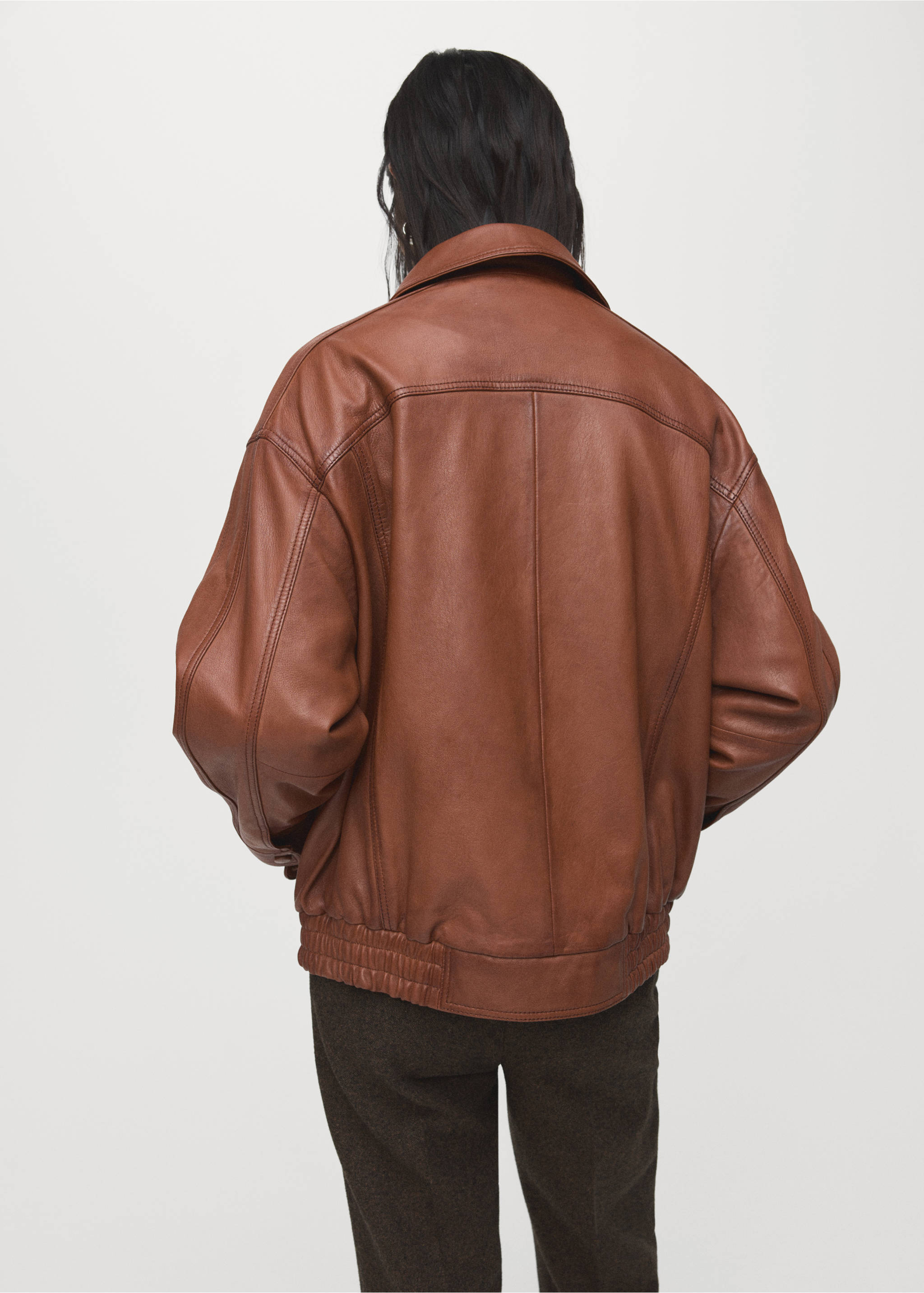 Veste cuir oversize - Verso de l’article, Cognac. Ref: 27071285-00.