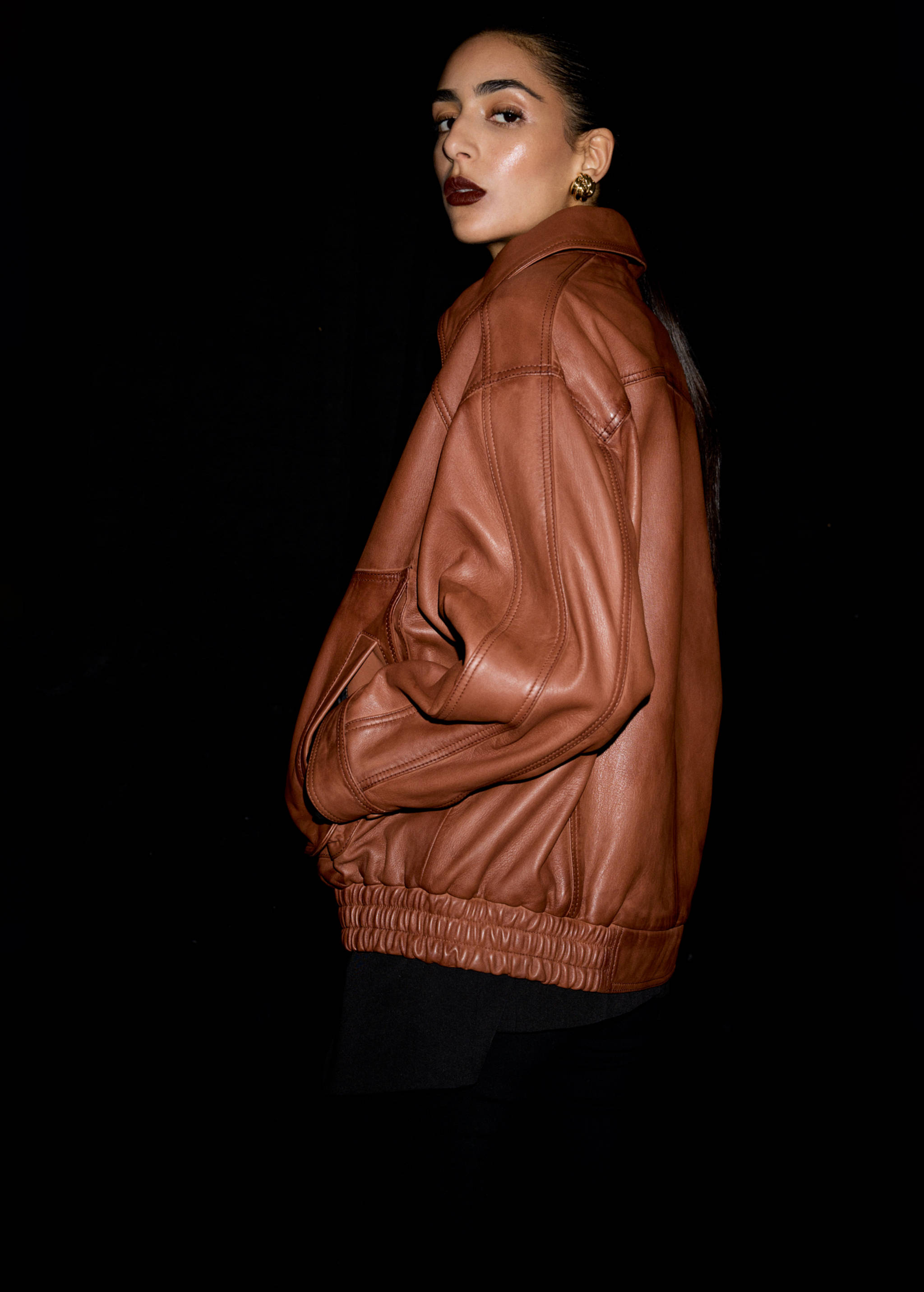 Oversized leather jacket - Medium plane