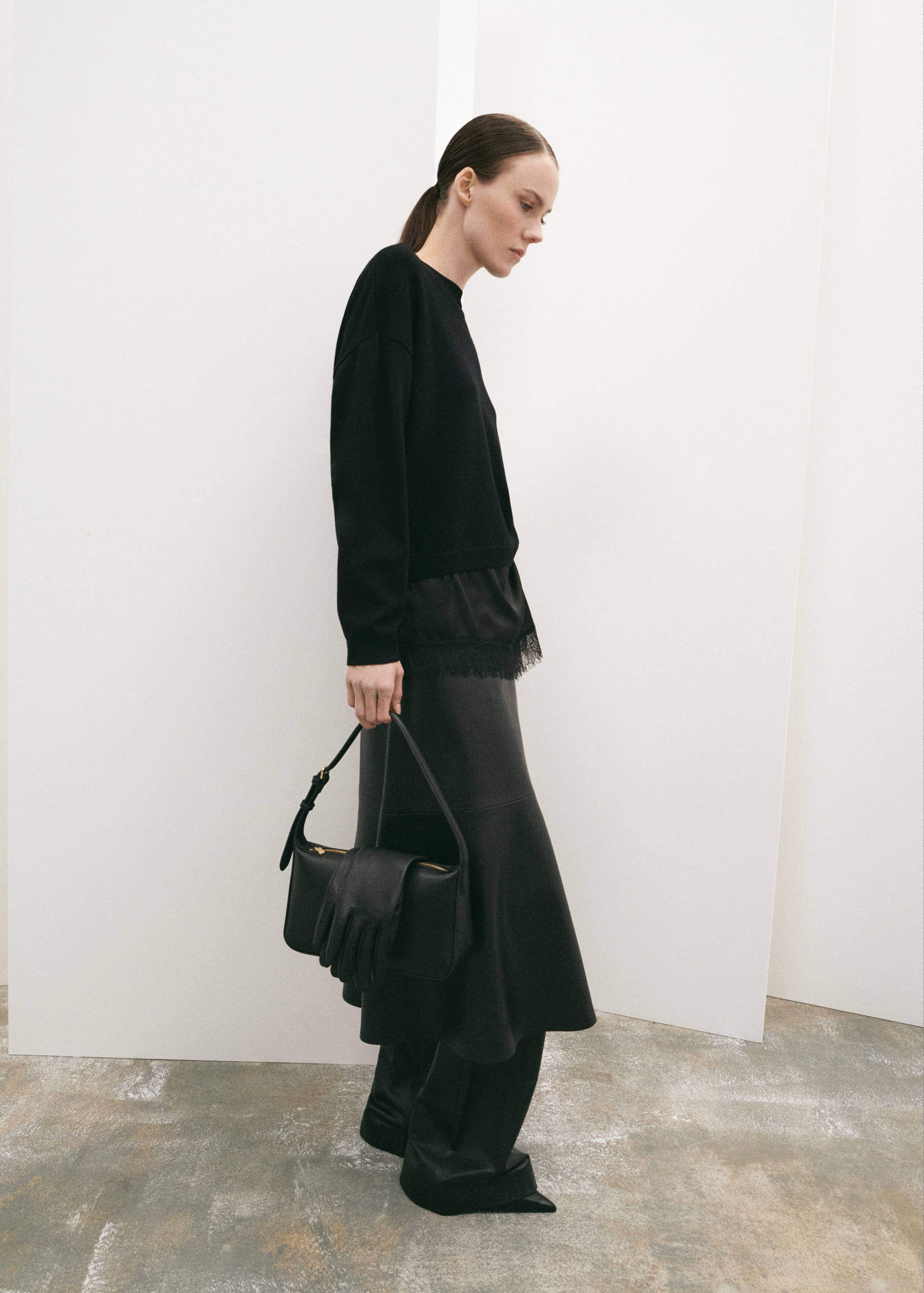 Faux-leather shoulder bag - Medium plane