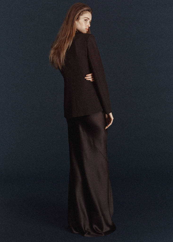 Satin jacket with lapels — Brown