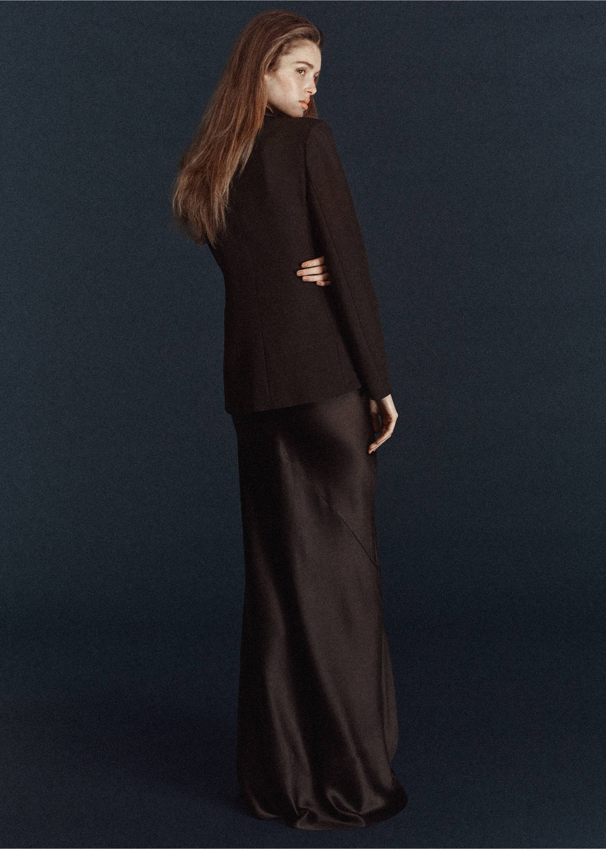 Blazer solapas satinadas - Reverso del artículo, Marrón. Ref: 27071287-00.