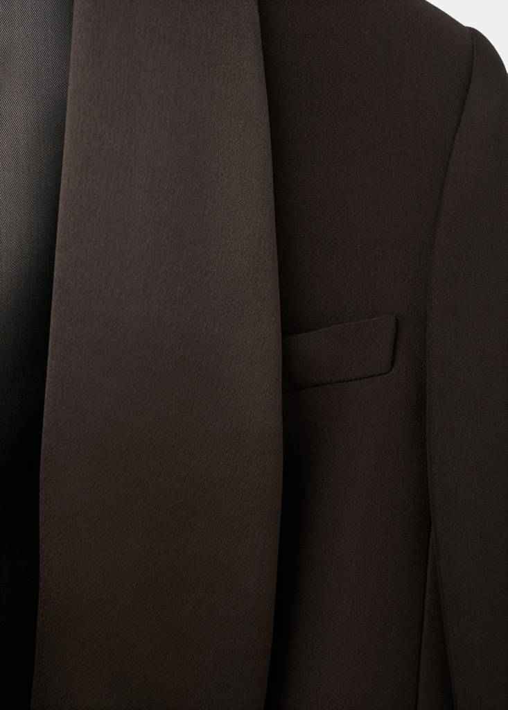 Satin jacket with lapels — Brown