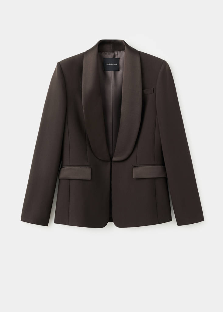 Satin jacket with lapels — Brown