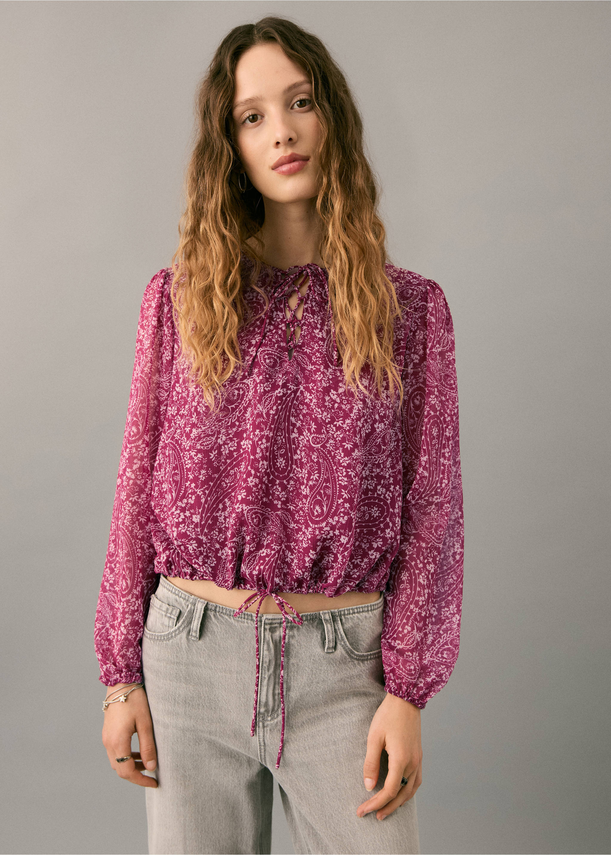 Paisley print blouse - Medium plane, Maroon. Ref: 27071288-00.