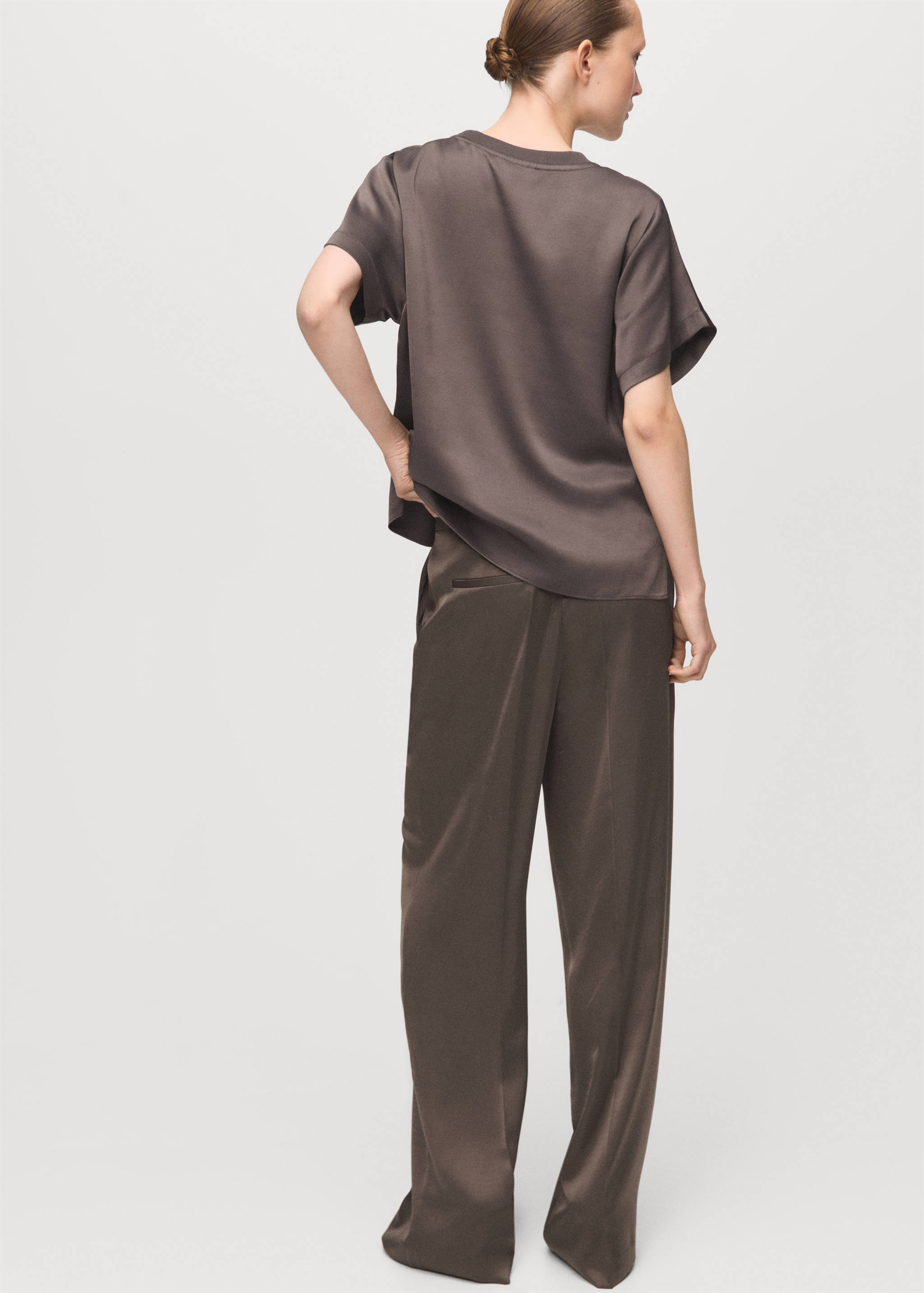 Satin straight-fit trousers - Reverse of the article
