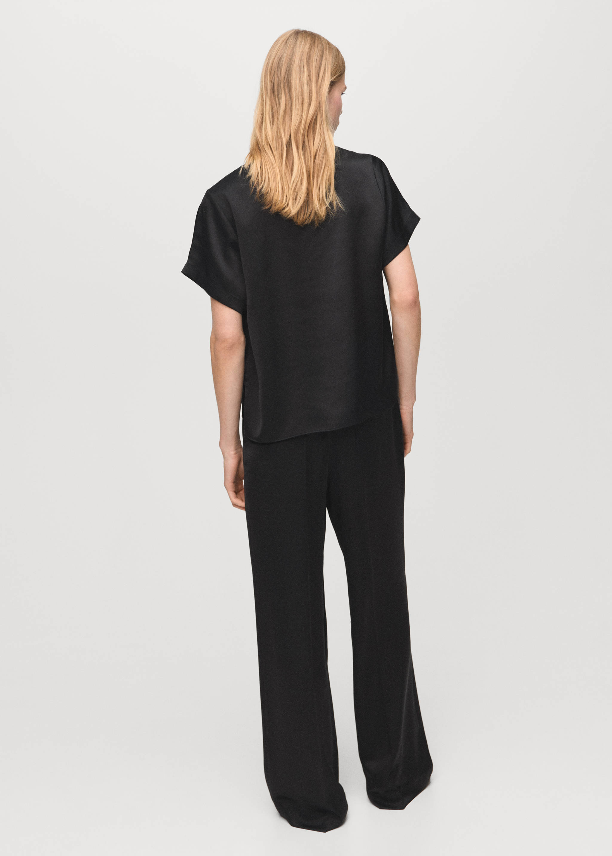 سروال مستقيم من الساتان - الجهة الخلفية للمنتج