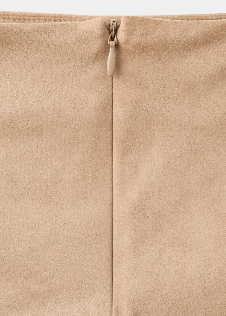 Studded suede short skirt — Sand
