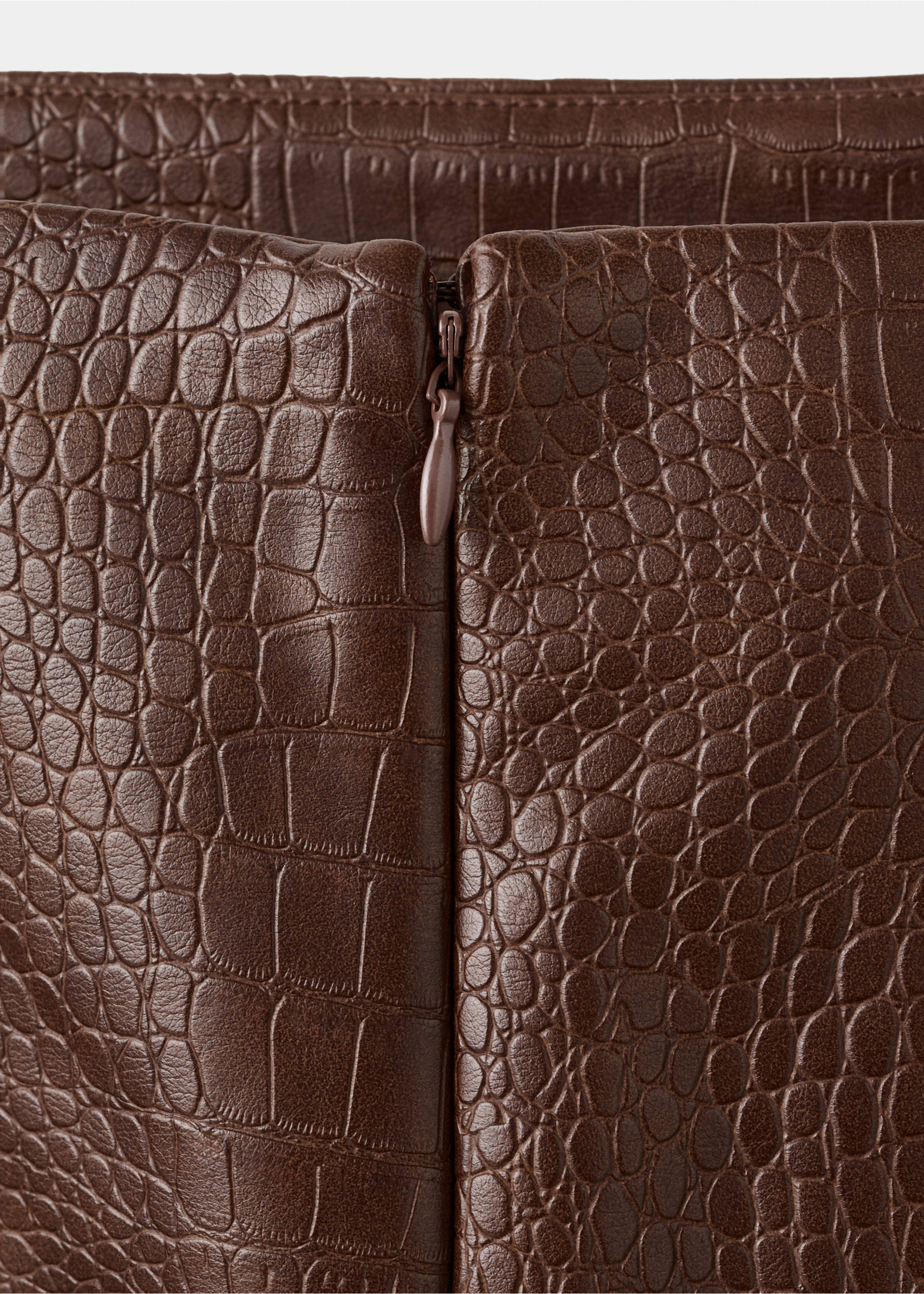 鳄鱼纹中长裙 - null, 褐色. Ref: 27071296-00.