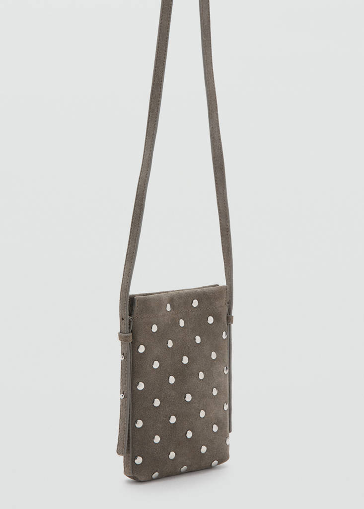 Suede studded mobile case — Light/Pastel Brown