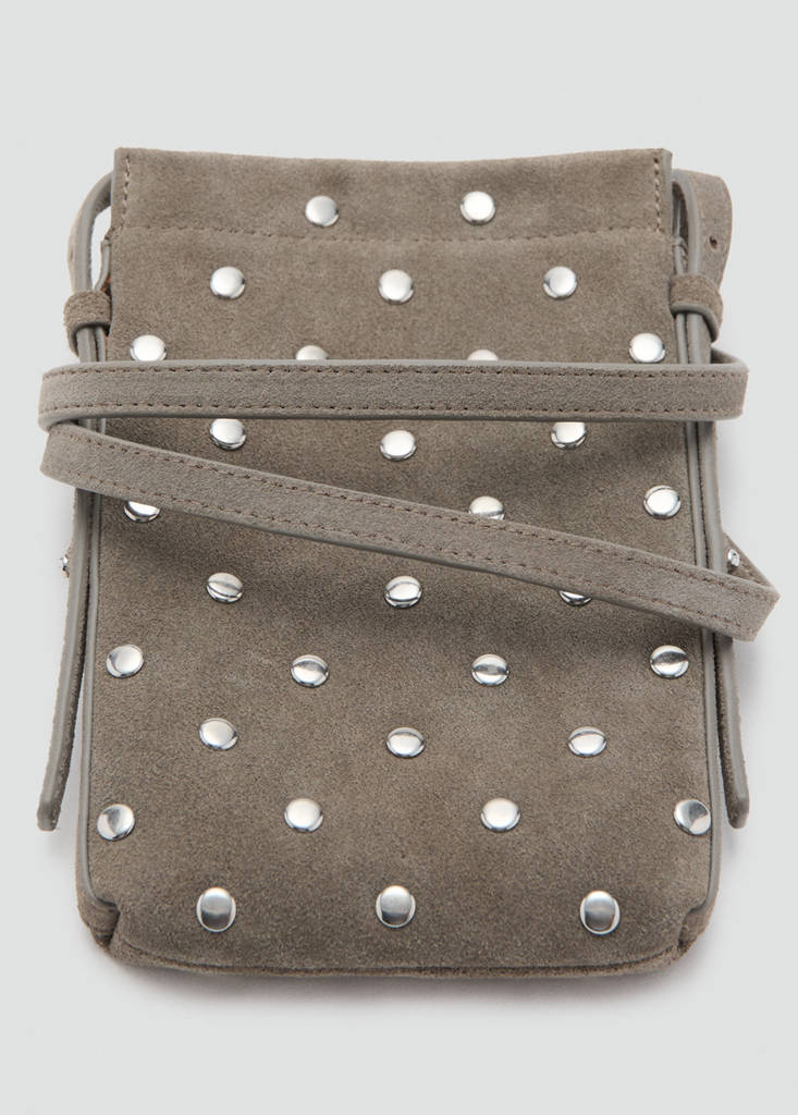 Suede studded mobile case — Light/Pastel Brown