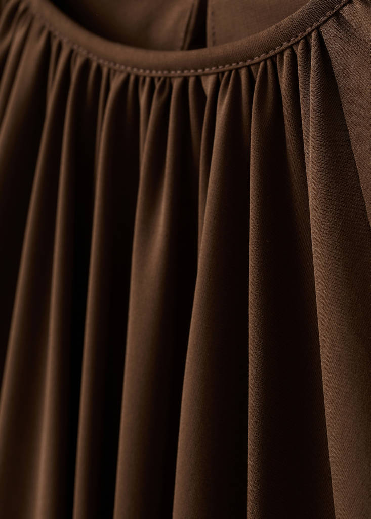 Fine-knit ruched blouse — Brown