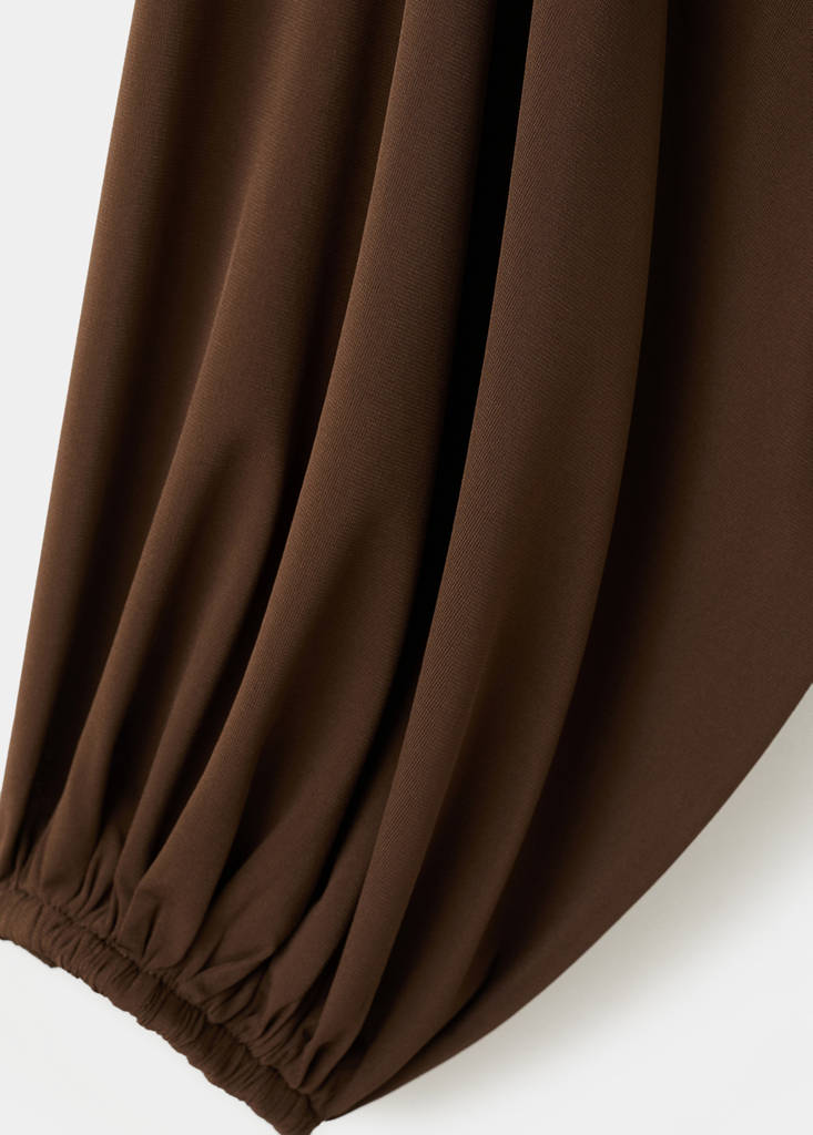 Fine-knit ruched blouse — Brown