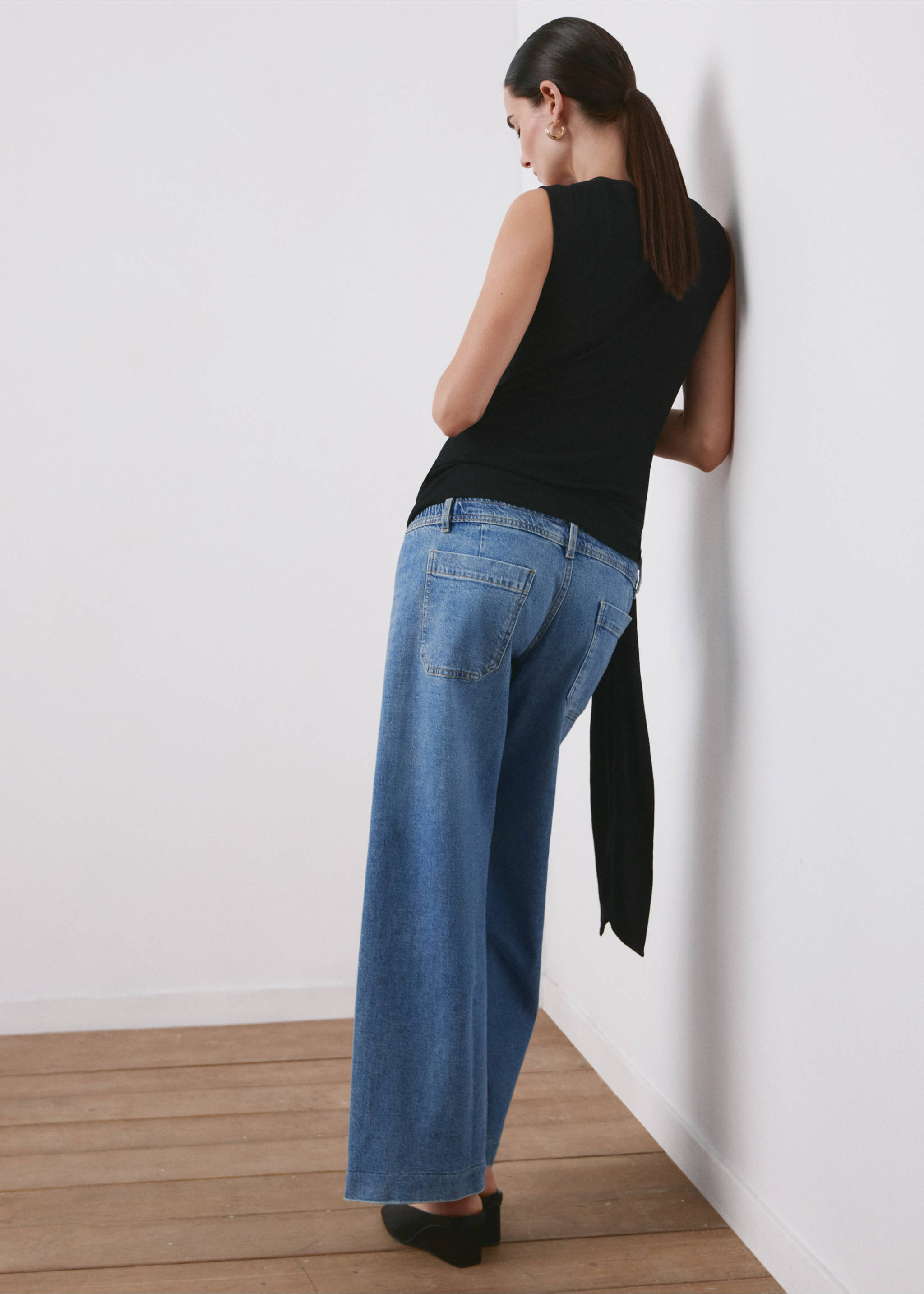 Jeans wide leg premamá - Reverso del artículo, Azul medio. Ref: 27071302-00.