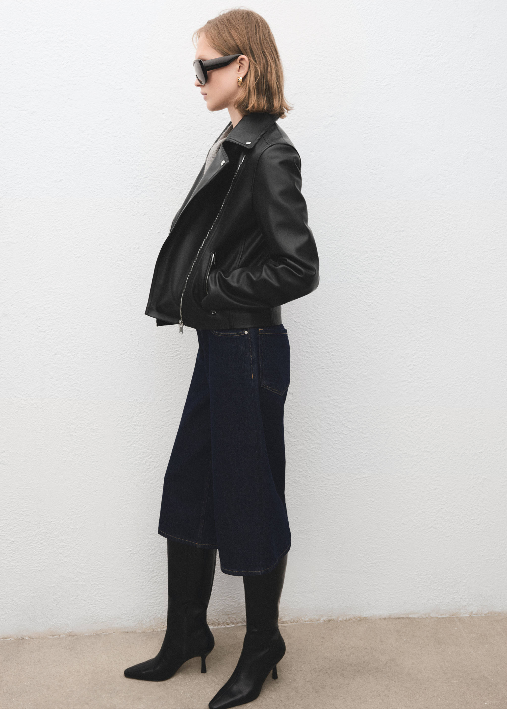 Veste biker cuir synthétique - Plan général