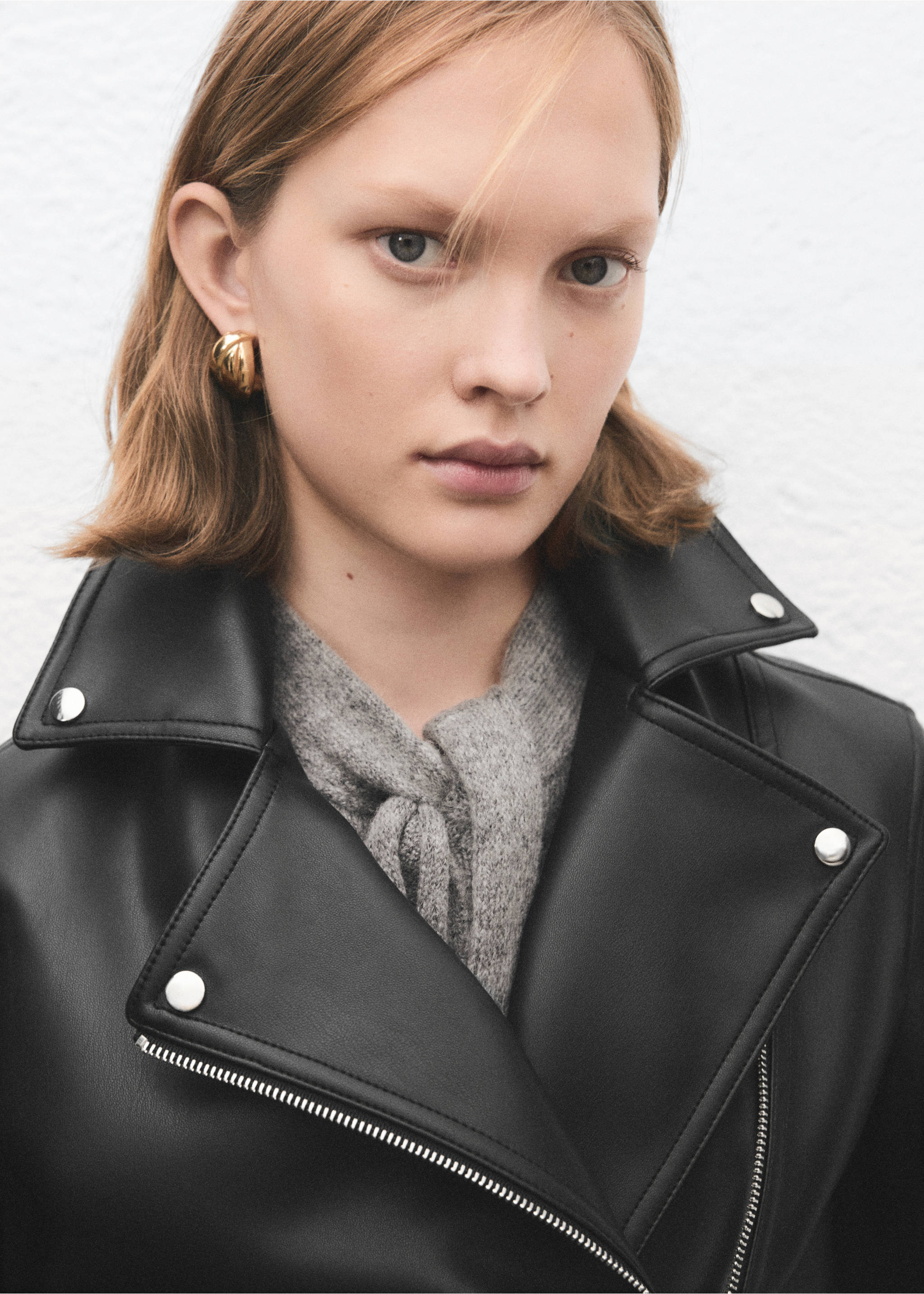 Faux-leather biker jacket - Details of the article 1, Black. Ref: 27071311-00.